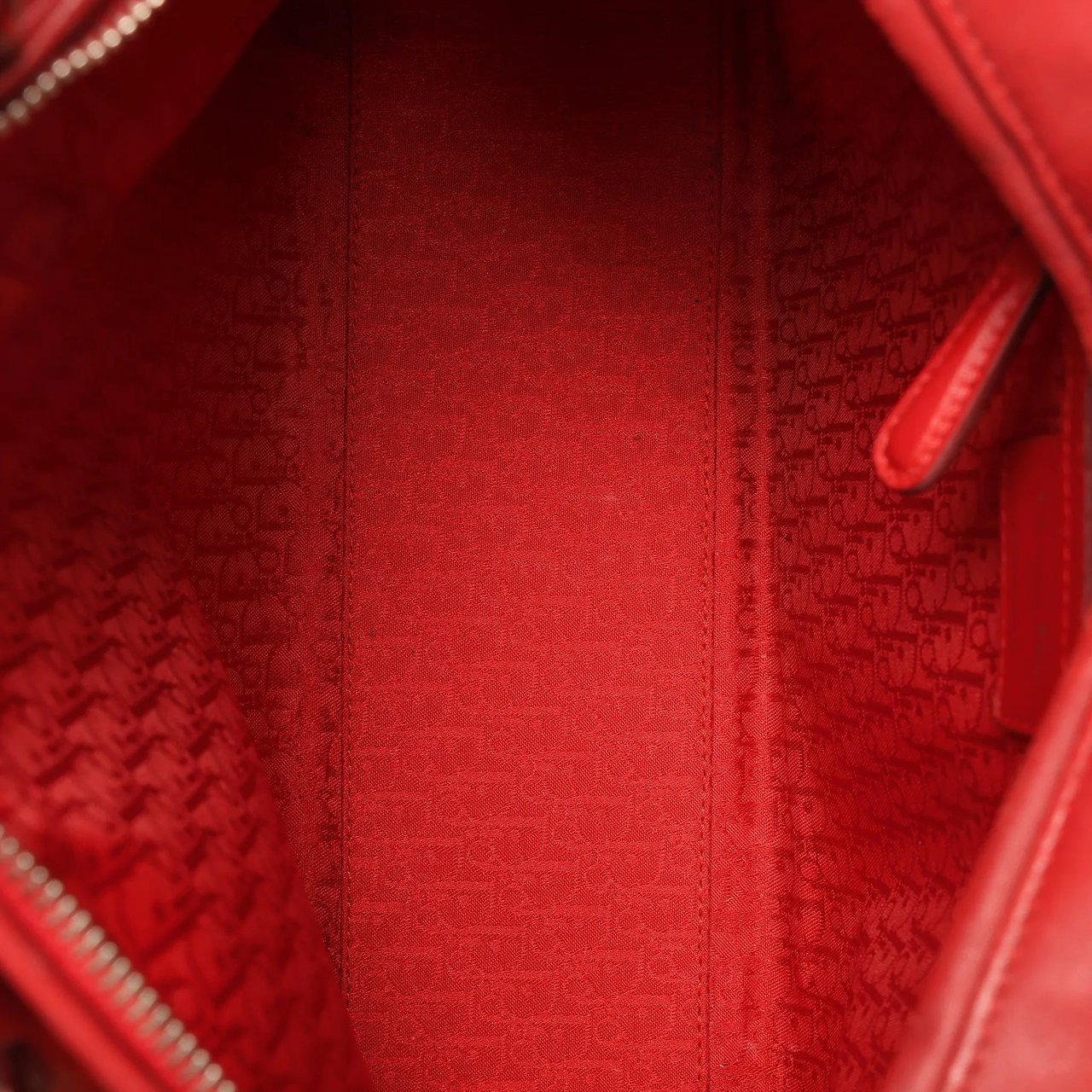 Dior Dior Lady Dior Leather Cannage Large 2Way Handbag in Red Rood