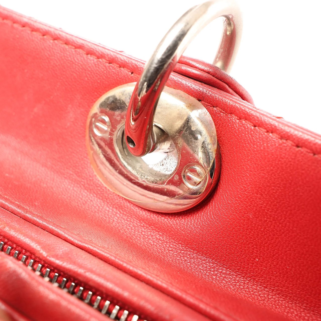 Dior Dior Lady Dior Leather Cannage Large 2Way Handbag in Red Rood