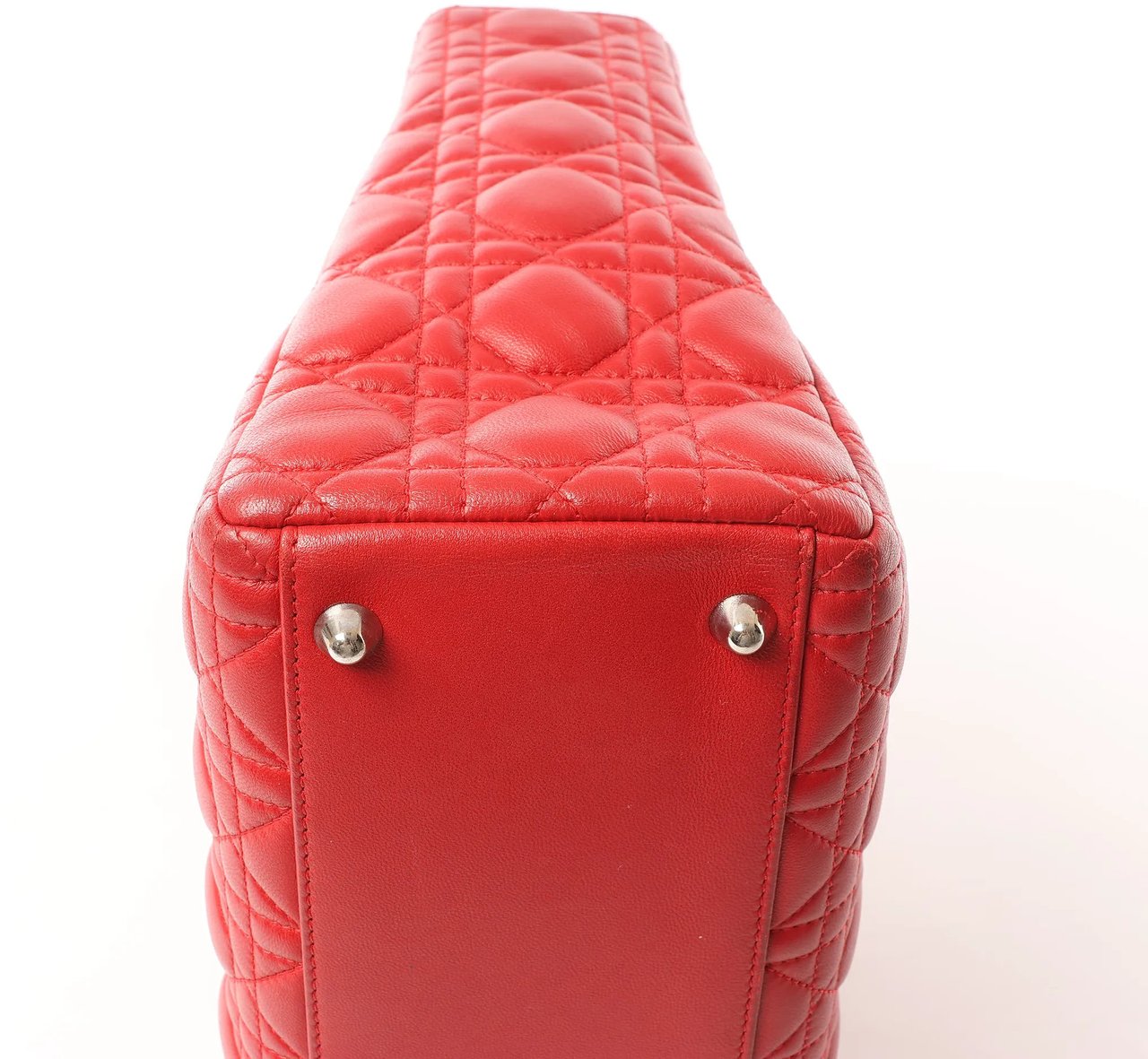 Dior Dior Lady Dior Leather Cannage Large 2Way Handbag in Red Rood