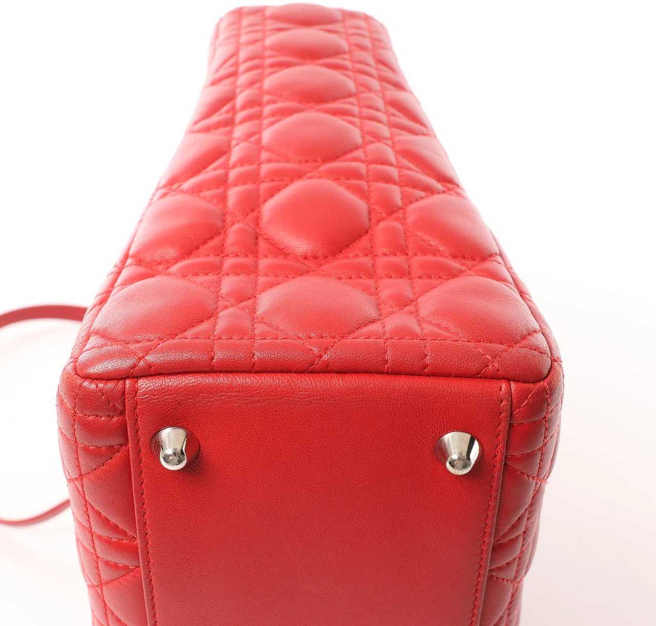 Dior Dior Lady Dior Leather Cannage Large 2Way Handbag in Red Rood