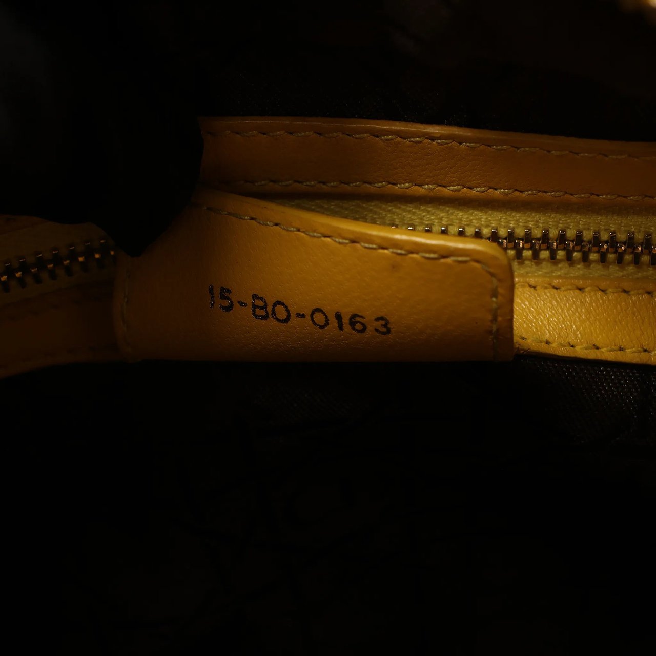 Dior Dior Lady Dior Cannage Leather 2Way Handbag in Yellow Geel