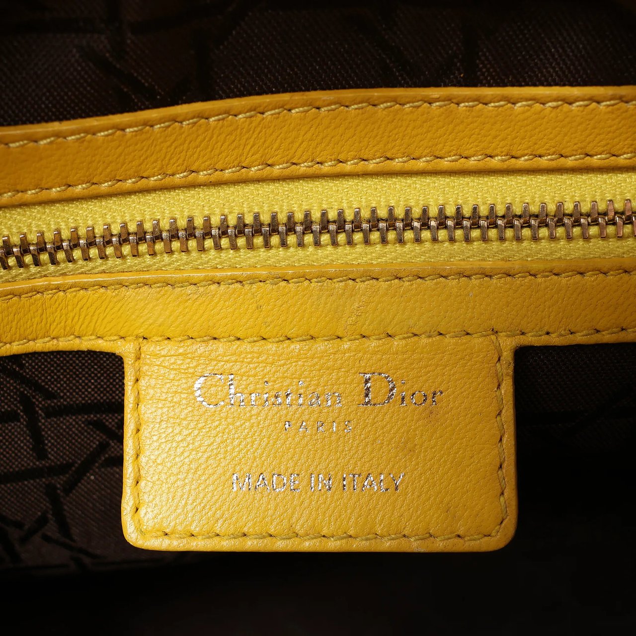 Dior Dior Lady Dior Cannage Leather 2Way Handbag in Yellow Geel