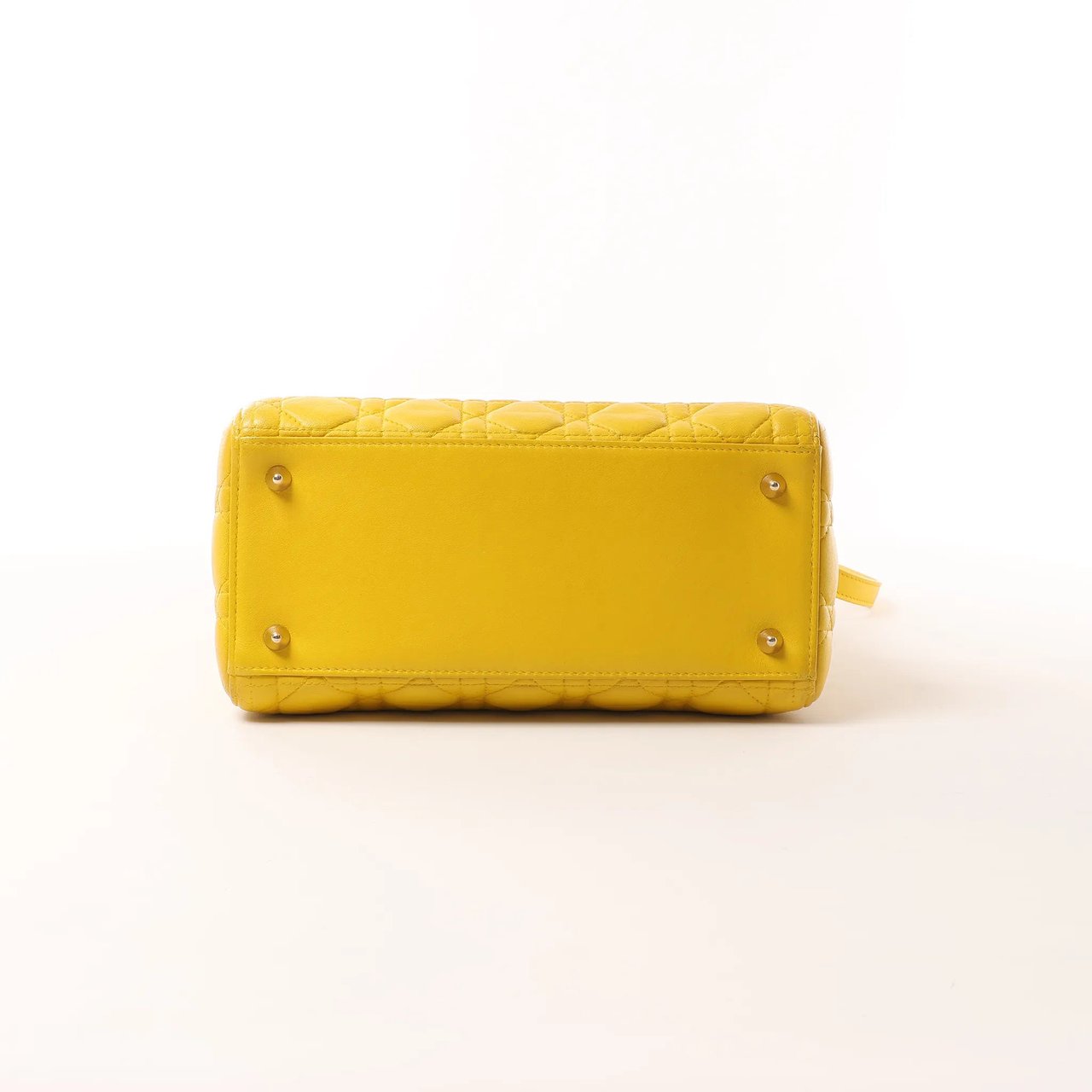 Dior Dior Lady Dior Cannage Leather 2Way Handbag in Yellow Geel