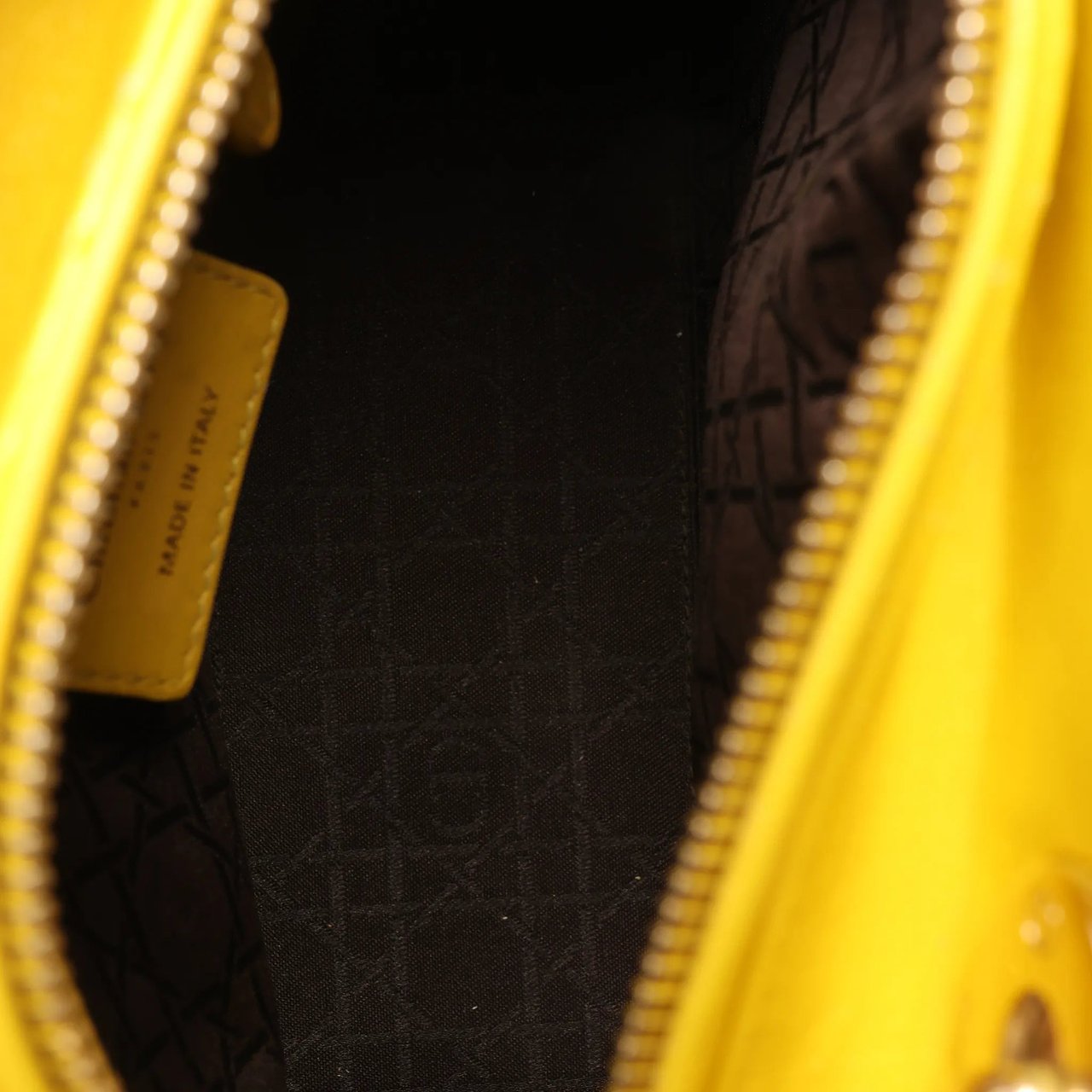 Dior Dior Lady Dior Cannage Leather 2Way Handbag in Yellow Geel