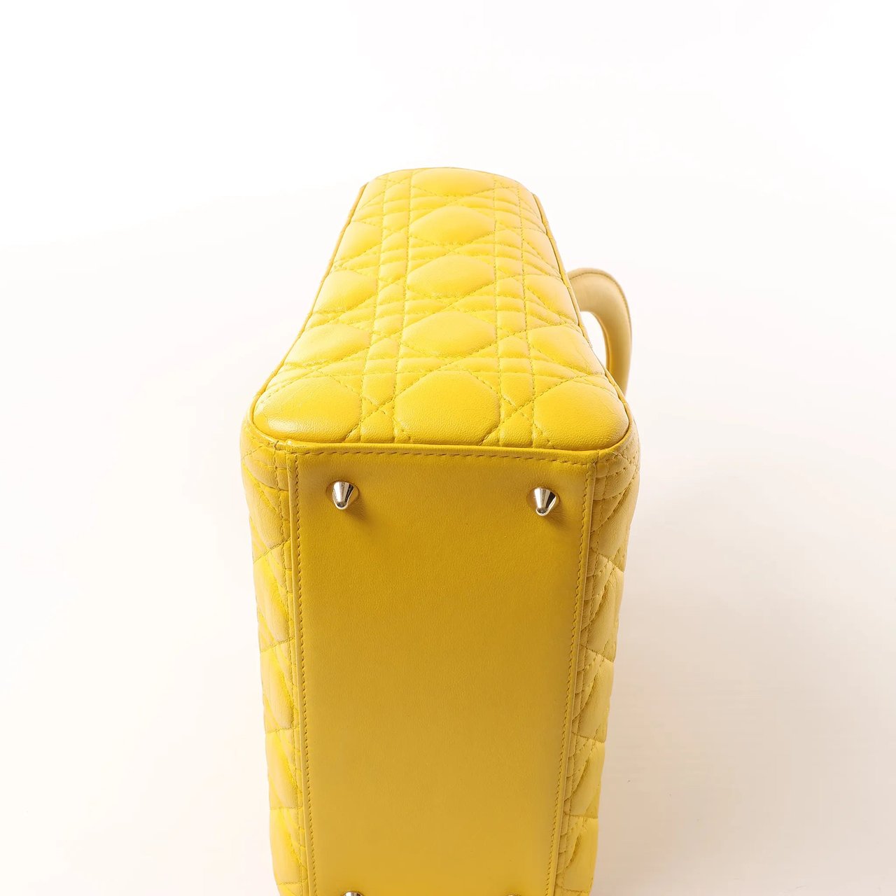 Dior Dior Lady Dior Cannage Leather 2Way Handbag in Yellow Geel