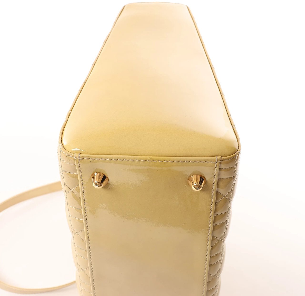 Dior Dior Lady Dior Patent Leather Cannage Large 2Way Handbag in Yellow Geel
