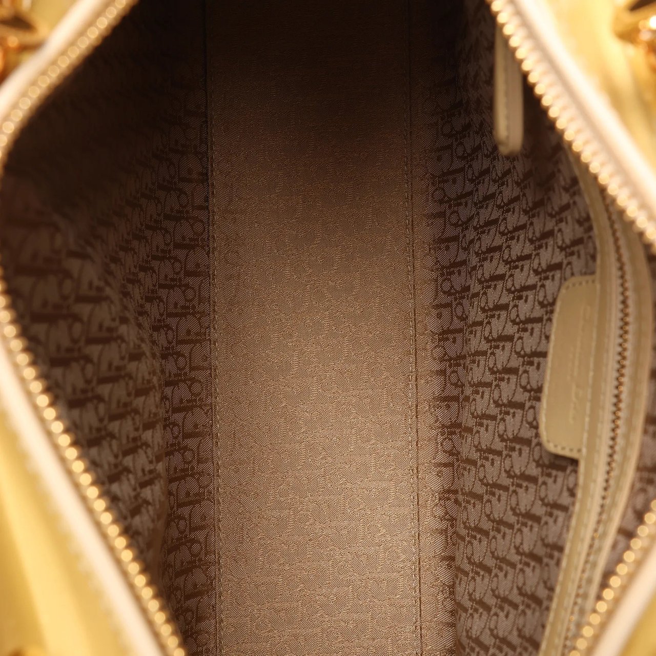 Dior Dior Lady Dior Patent Leather Cannage Large 2Way Handbag in Yellow Geel
