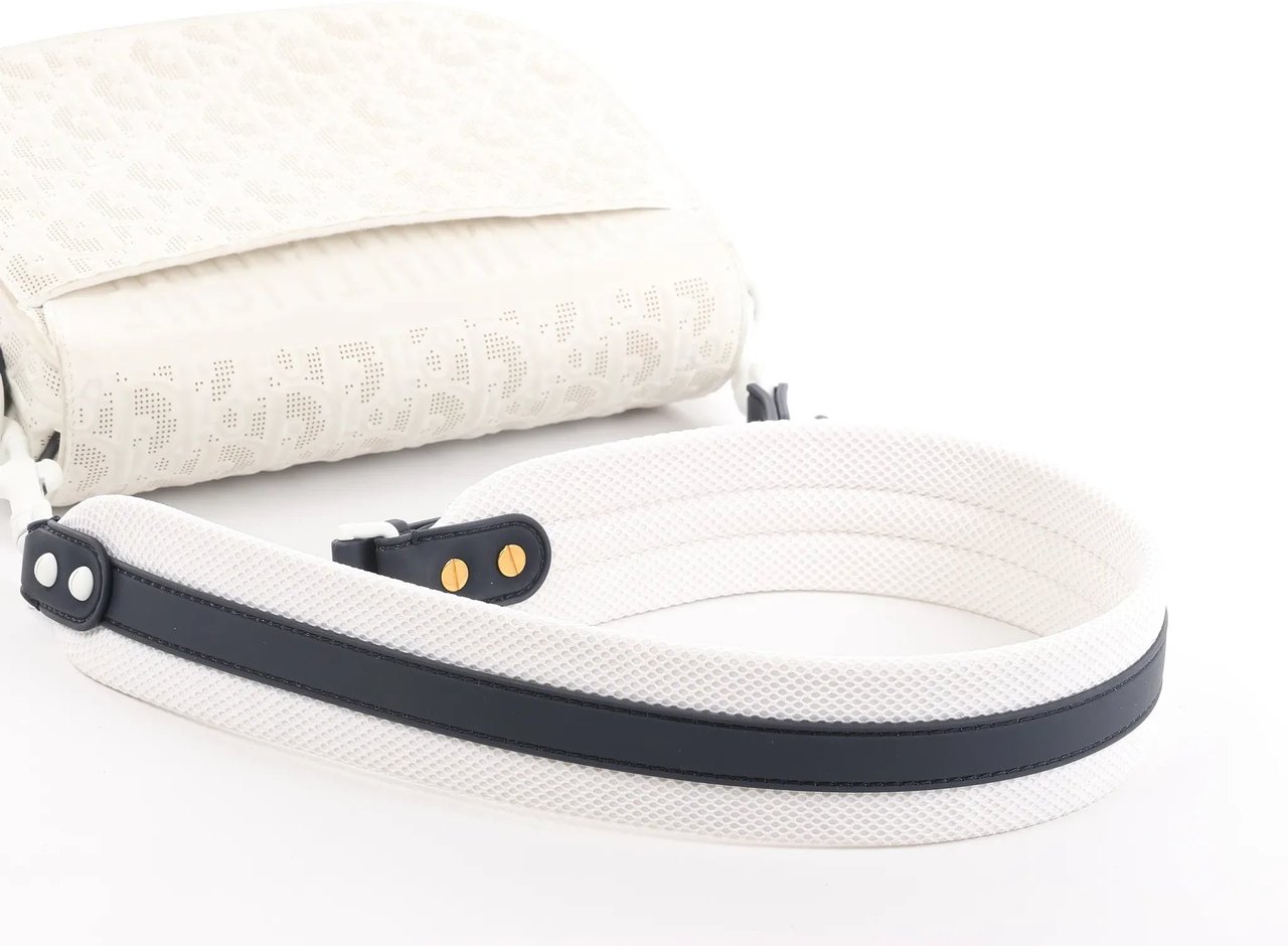 Dior Dior Bobby Small Oblique Leather Crossbody Bag in White x Navy Blue Divers