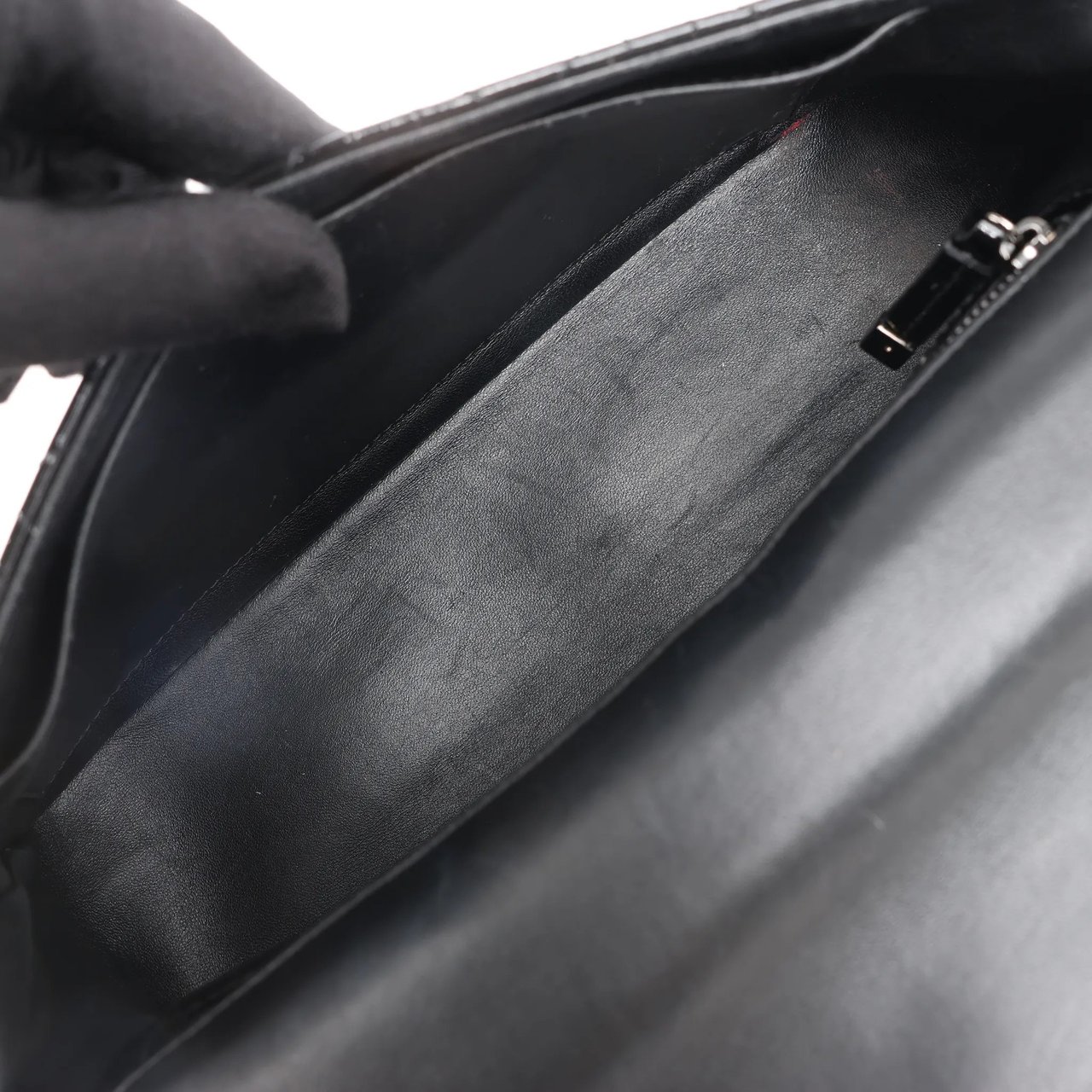 Dior Caro Leather Chain Crossbody Bag in Black Zwart