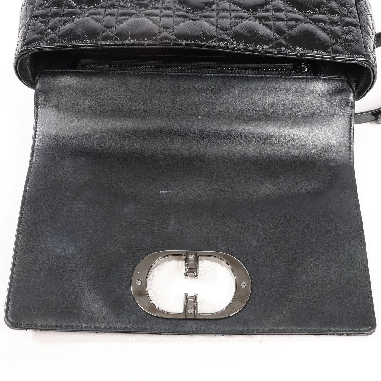Dior Caro Leather Chain Crossbody Bag in Black Zwart