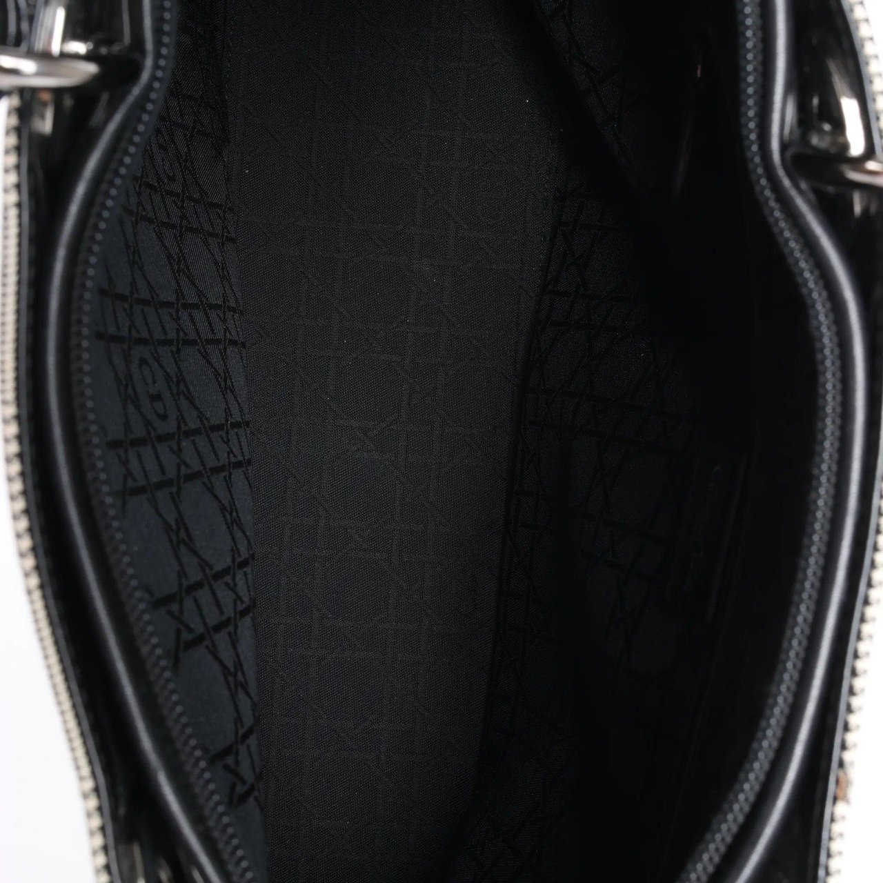 Dior Dior Lady Dior Canvas x Patent Leather 2Way Handbag in Black x White Divers
