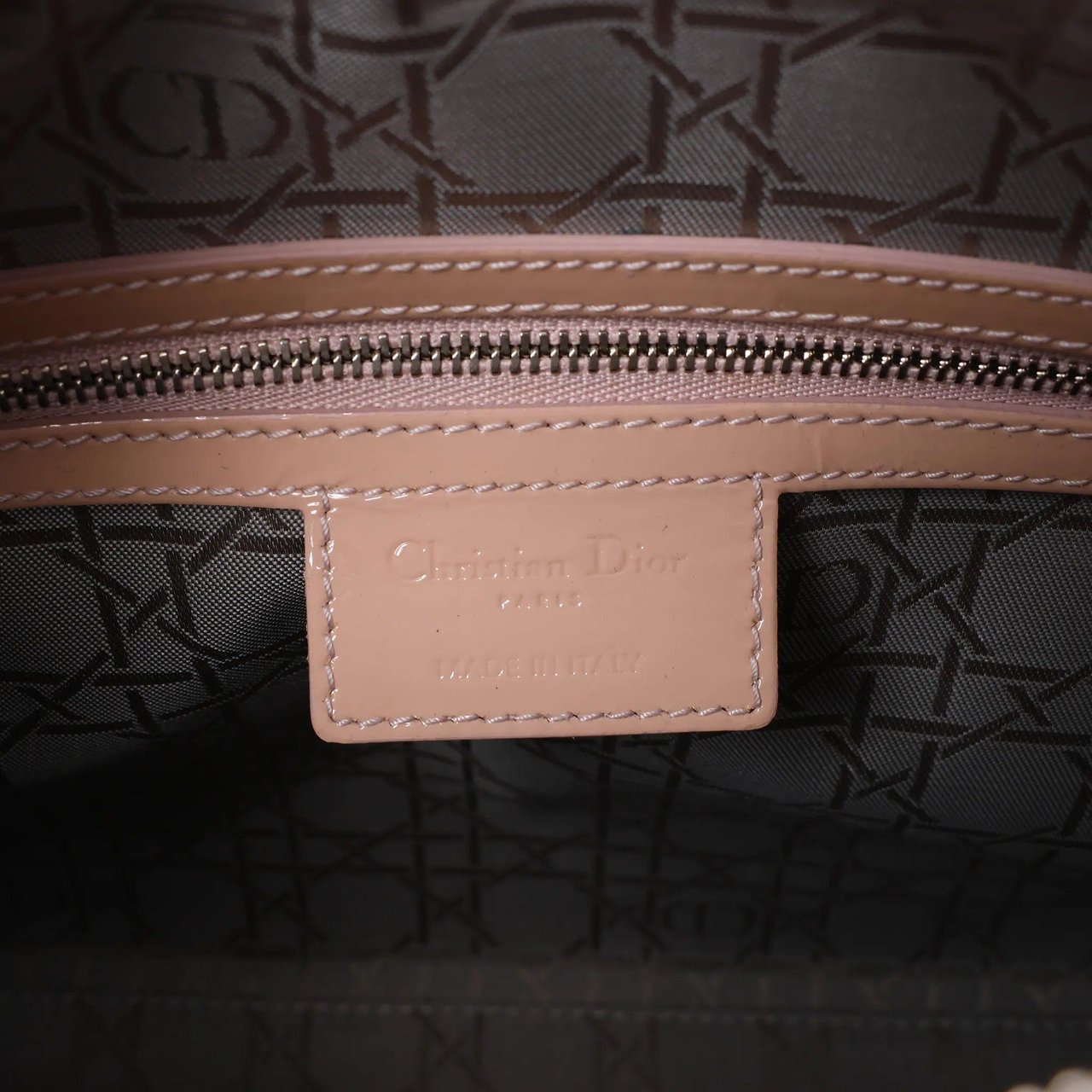 Dior Lady Dior Large Cannage Patnet Leather 2Way Handbag in Beige Beige