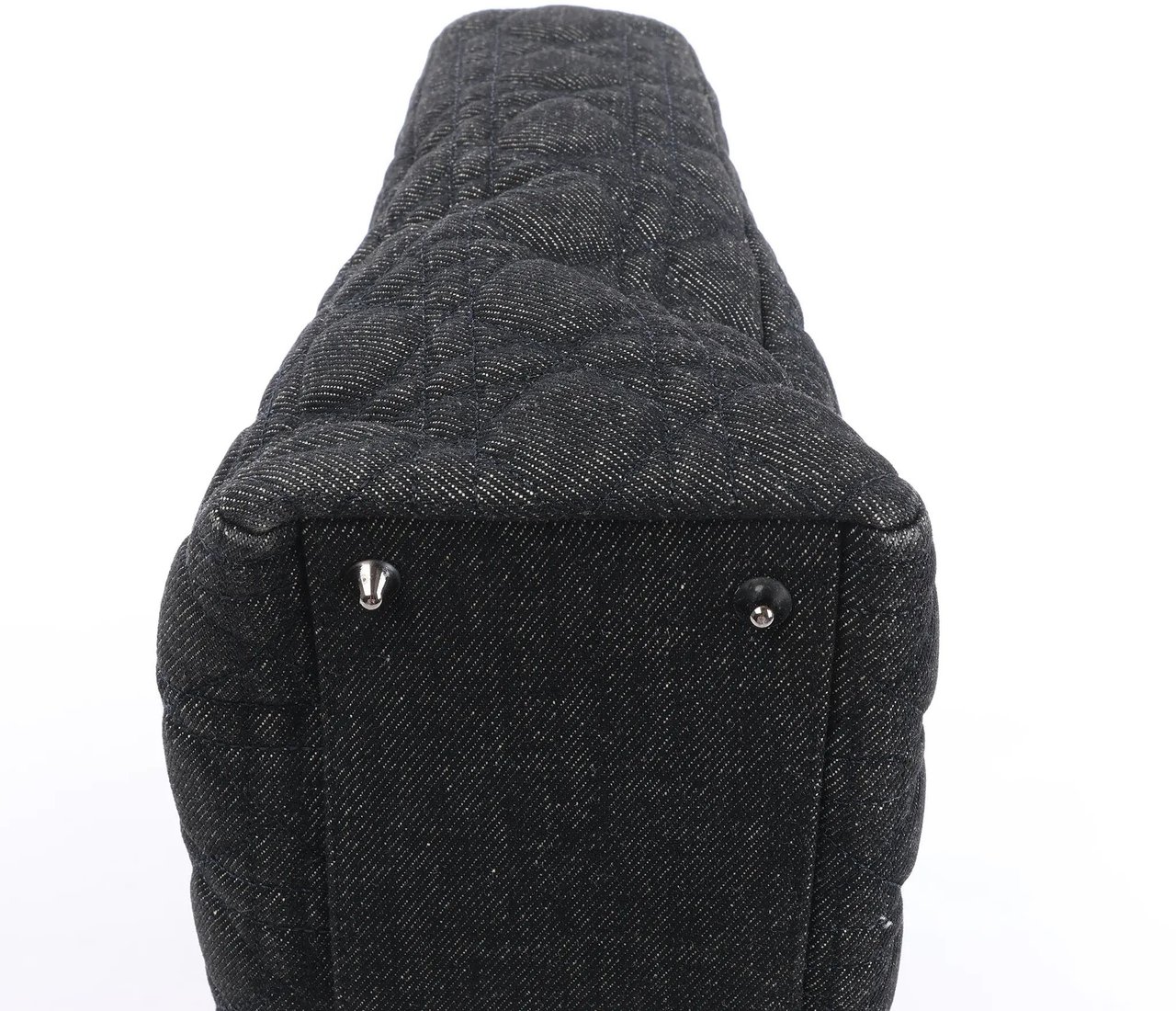 Dior Lady Dior Large Denim Cannage Large Handbag in Black Zwart