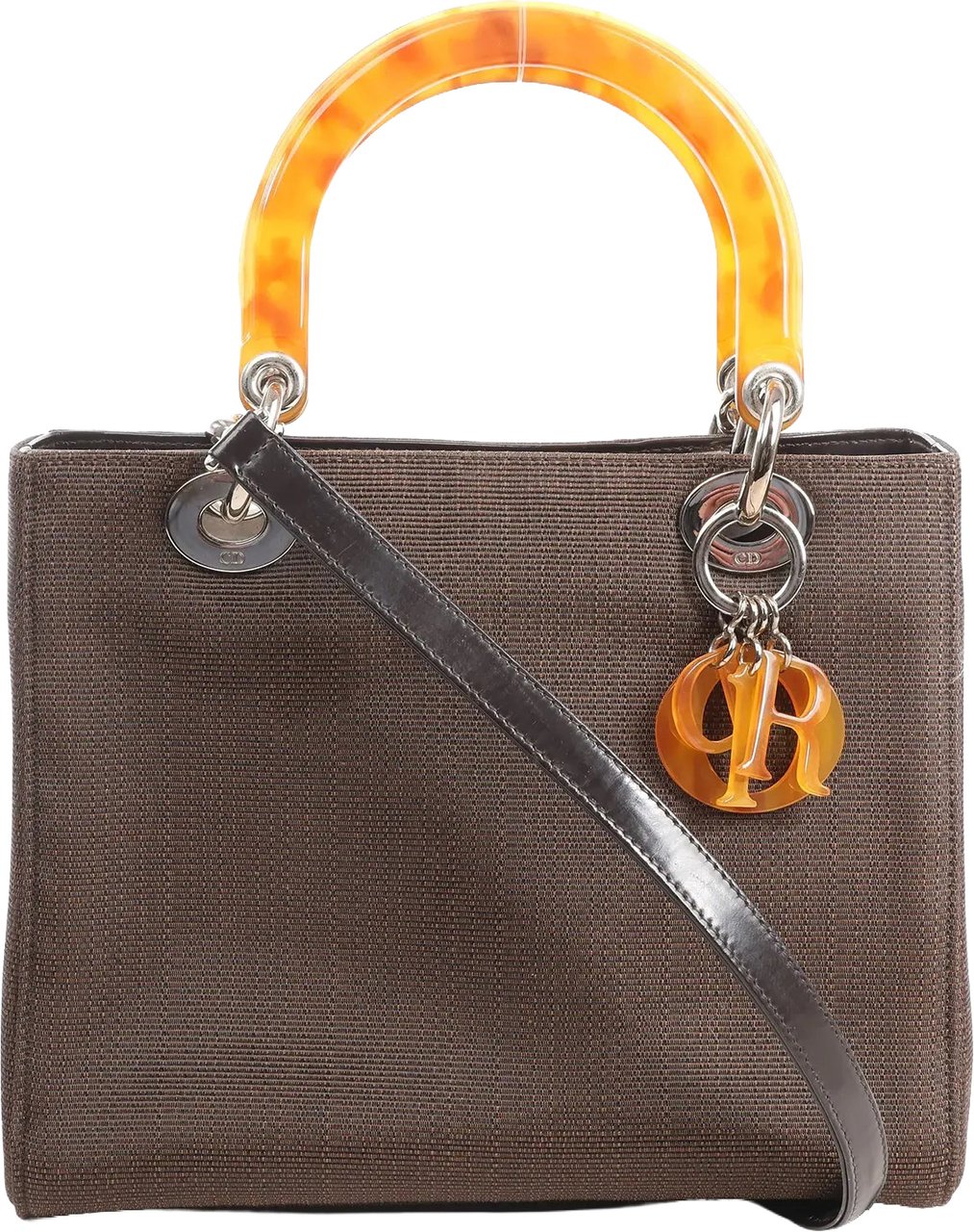 Dior Lady Dior Cannage Nylon x Leather 2Way Handbag in Brown Divers