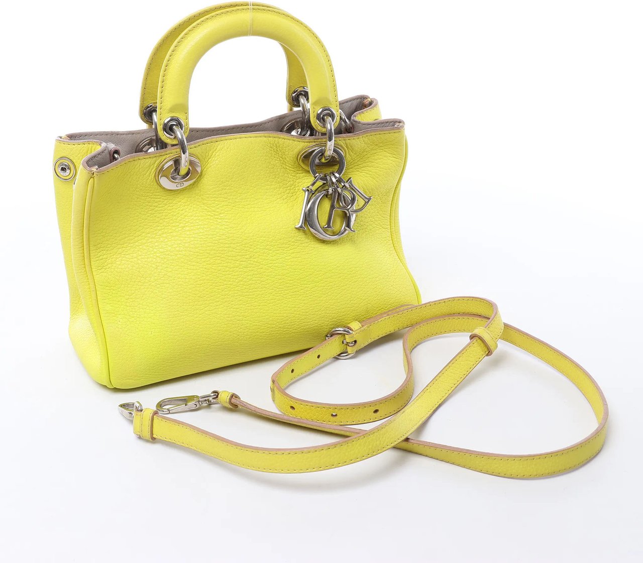 Dior Diorissimo Leather Mini 2Way Handbag in Yellow Geel
