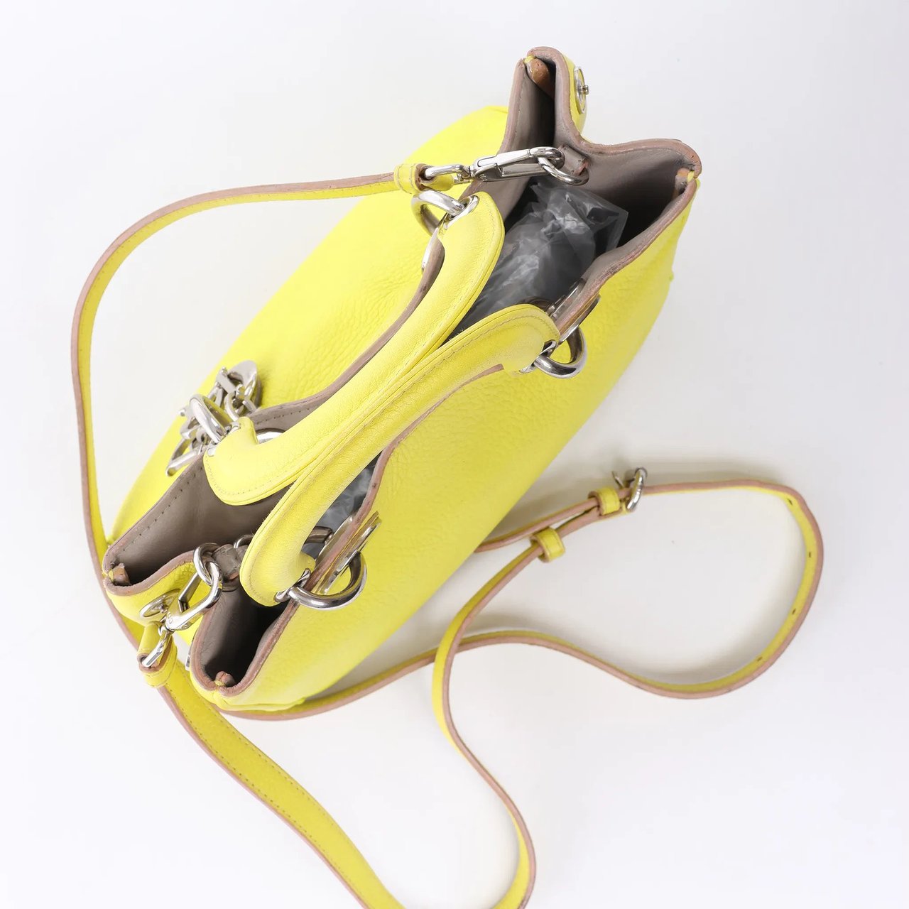 Dior Diorissimo Leather Mini 2Way Handbag in Yellow Geel