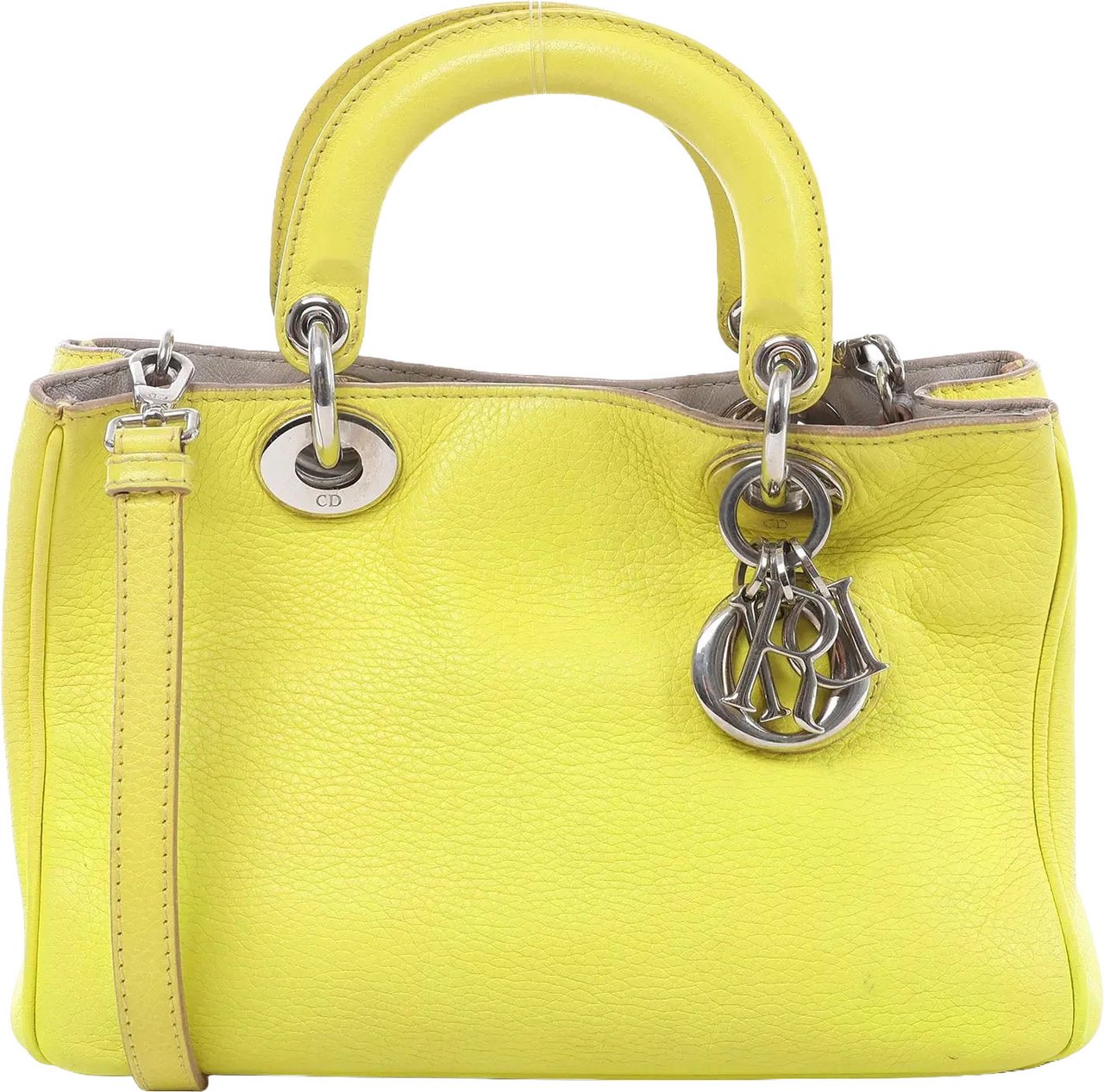 Dior Diorissimo Leather Mini 2Way Handbag in Yellow Geel