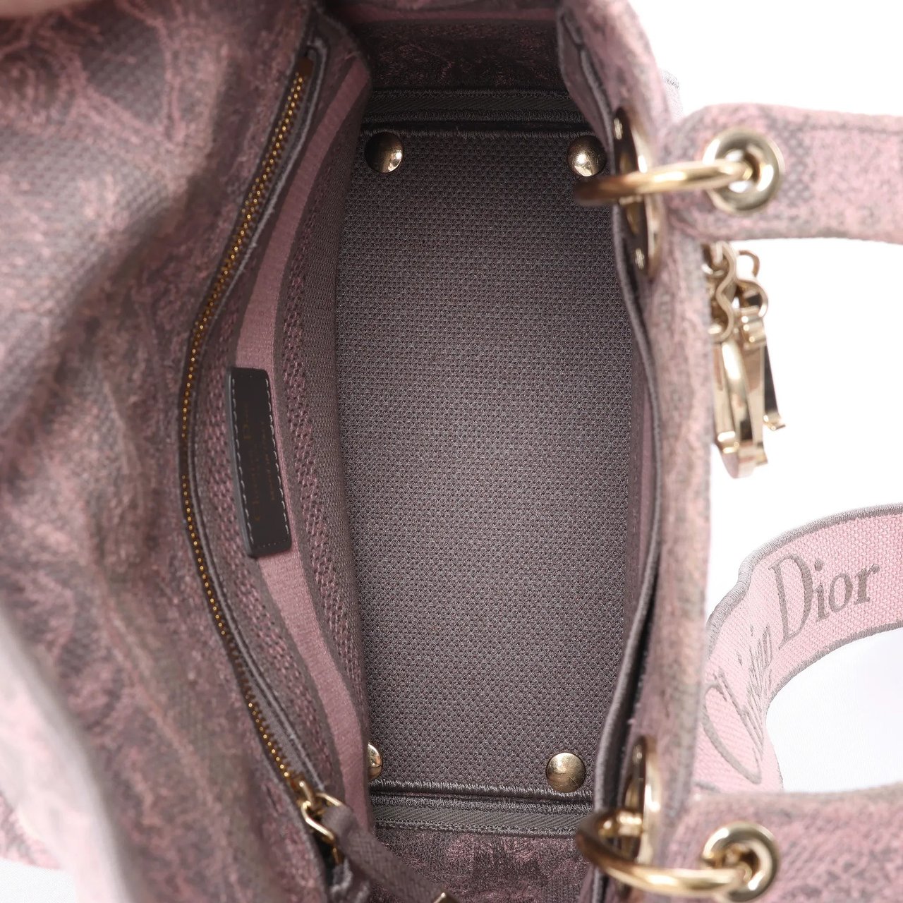 Dior Lady D-Lite Medium Toile Doo JUY Embroidery Canvas 2Way Handbag in Pink Roze