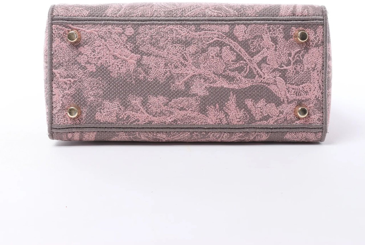 Dior Lady D-Lite Medium Toile Doo JUY Embroidery Canvas 2Way Handbag in Pink Roze