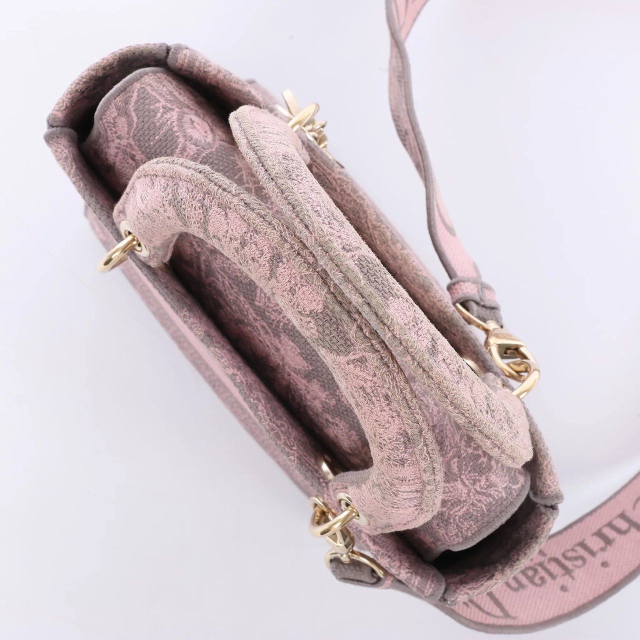 Dior Lady D-Lite Medium Toile Doo JUY Embroidery Canvas 2Way Handbag in Pink Roze