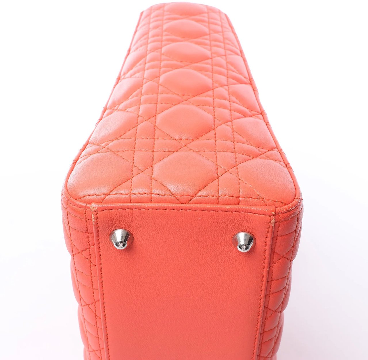 Dior Lady Dior Leather Cannage Large 2Way Handbag in Orange Oranje