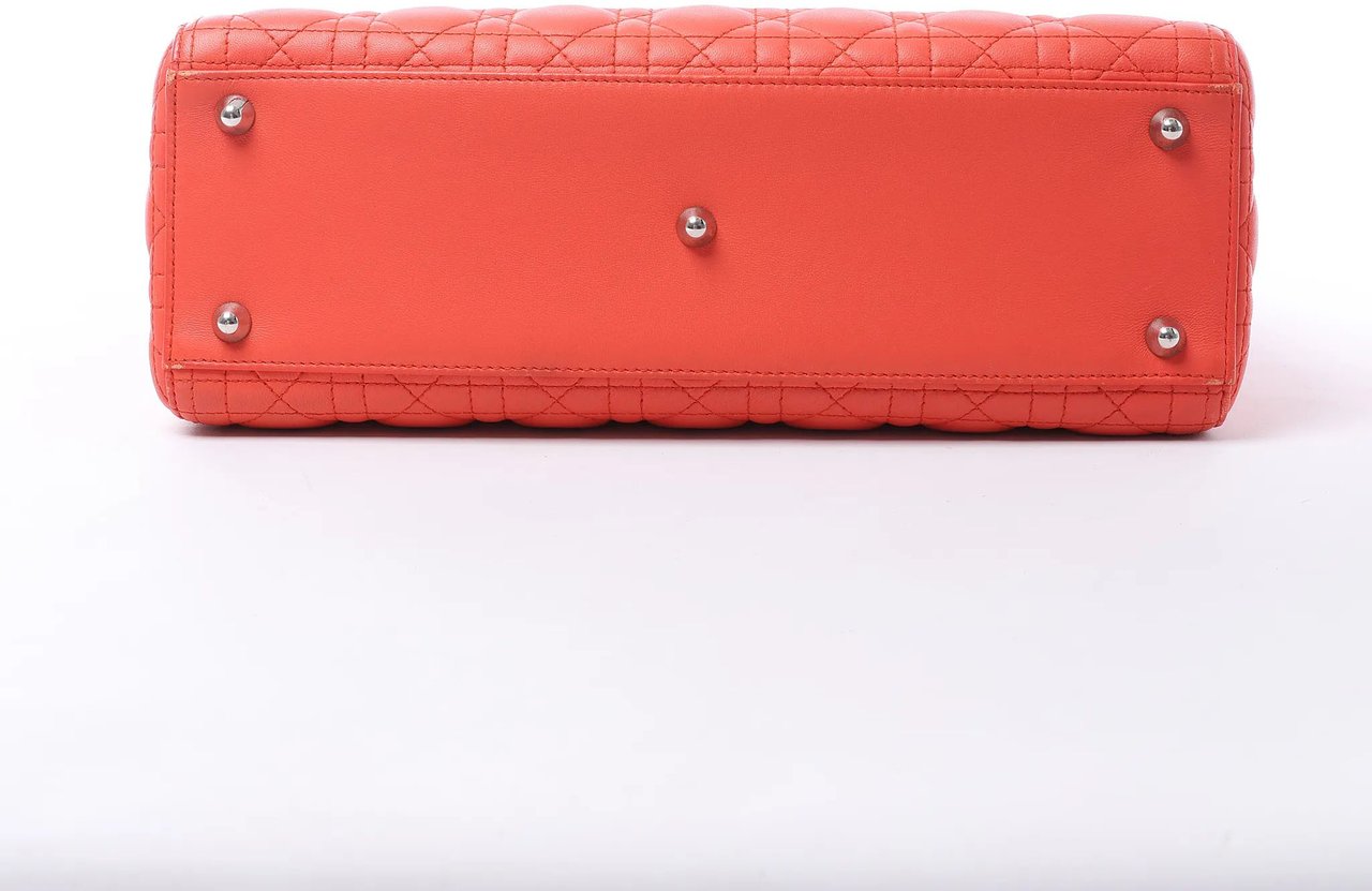 Dior Lady Dior Leather Cannage Large 2Way Handbag in Orange Oranje