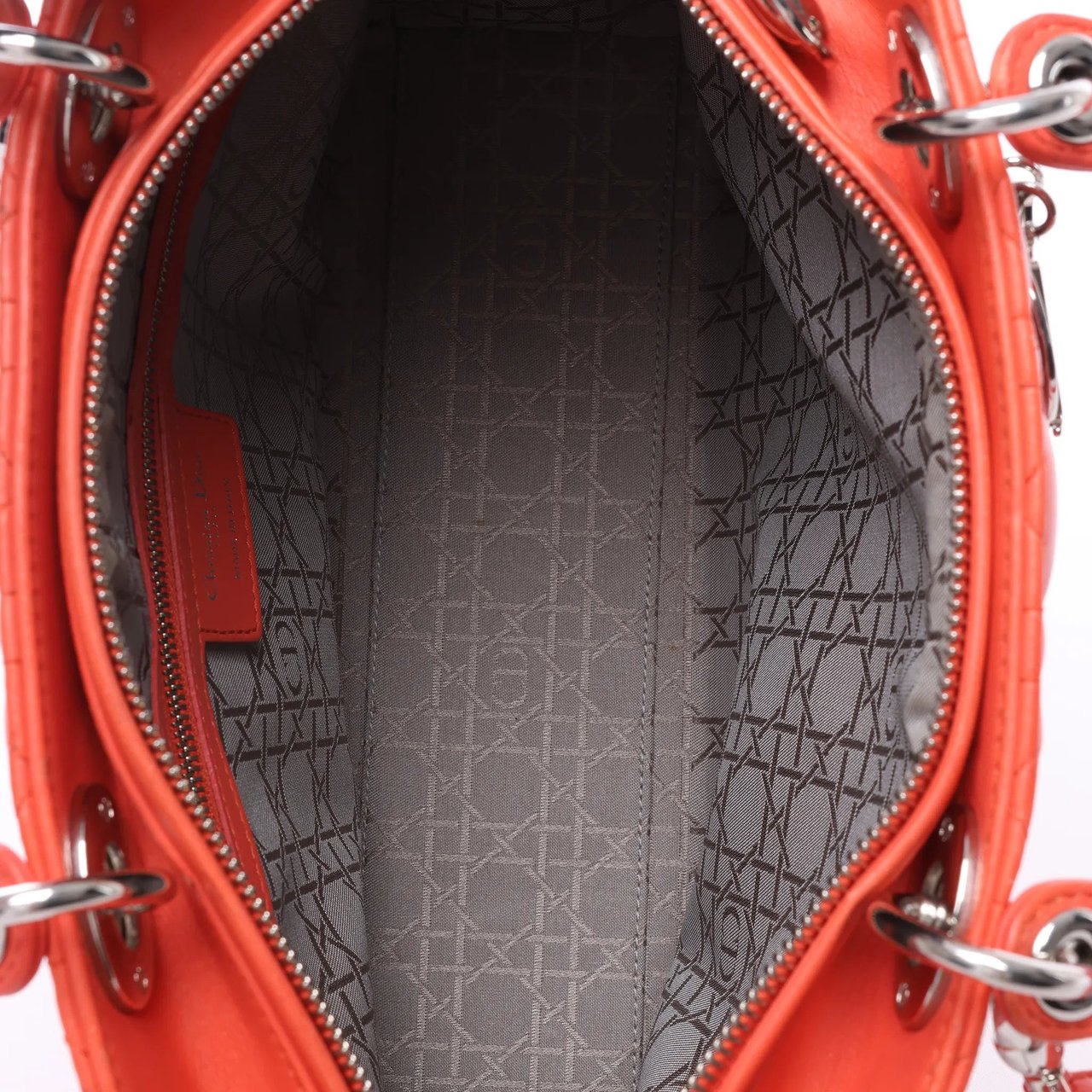 Dior Lady Dior Leather Cannage Large 2Way Handbag in Orange Oranje