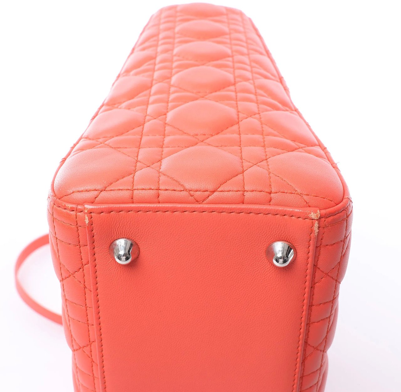 Dior Lady Dior Leather Cannage Large 2Way Handbag in Orange Oranje