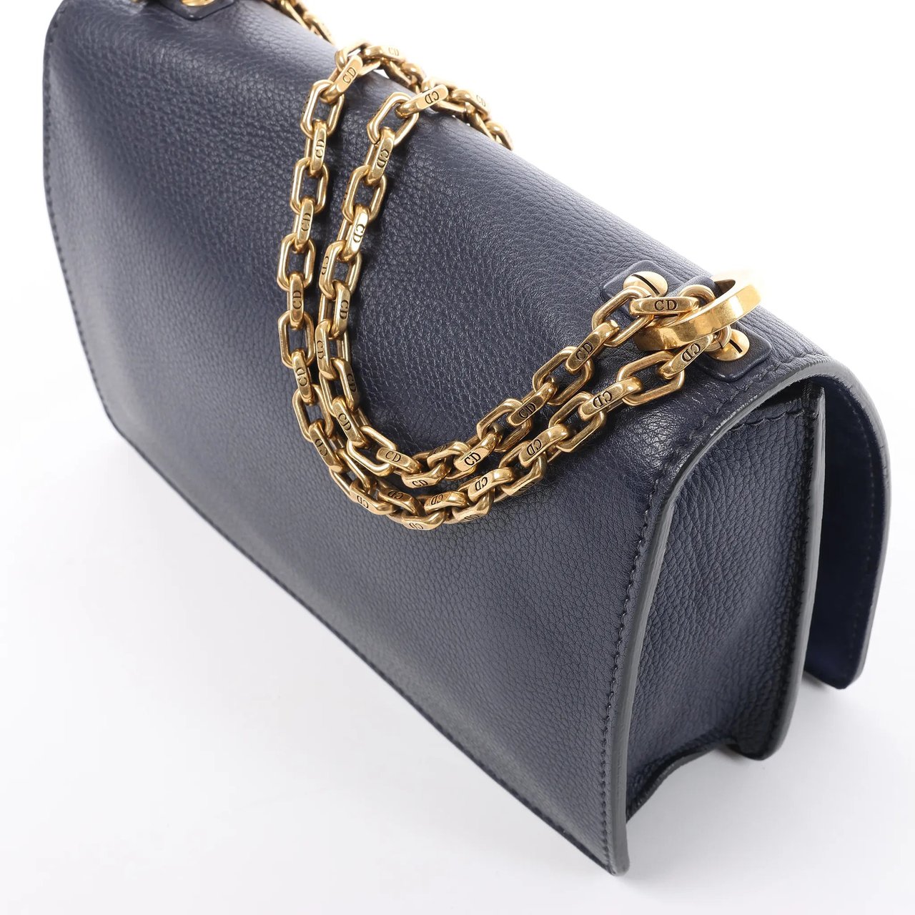 Dior J'Adior Grained Leather Chain Crossbody Bag in Navy Blue Navy