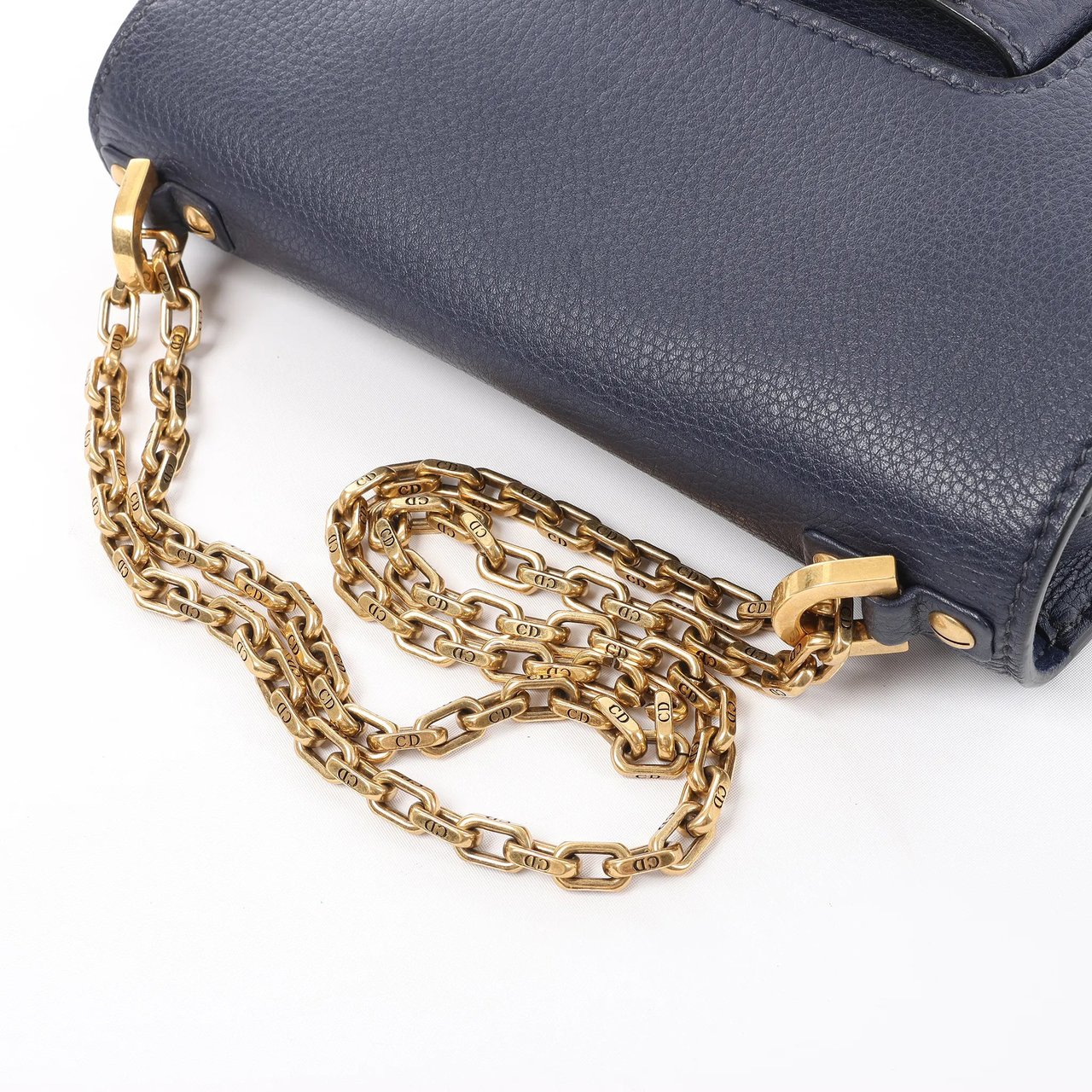 Dior J'Adior Grained Leather Chain Crossbody Bag in Navy Blue Navy