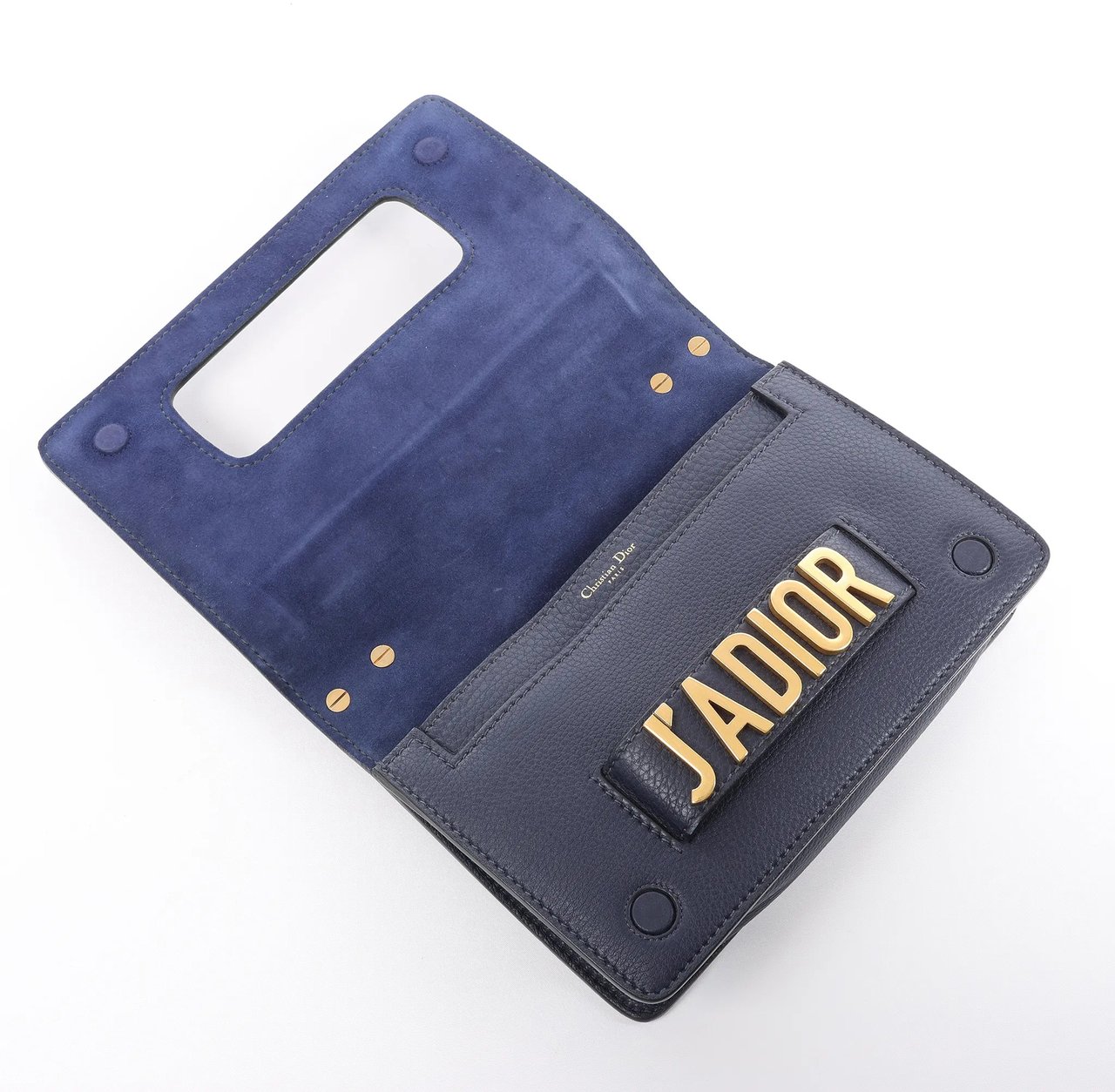 Dior J'Adior Grained Leather Chain Crossbody Bag in Navy Blue Navy