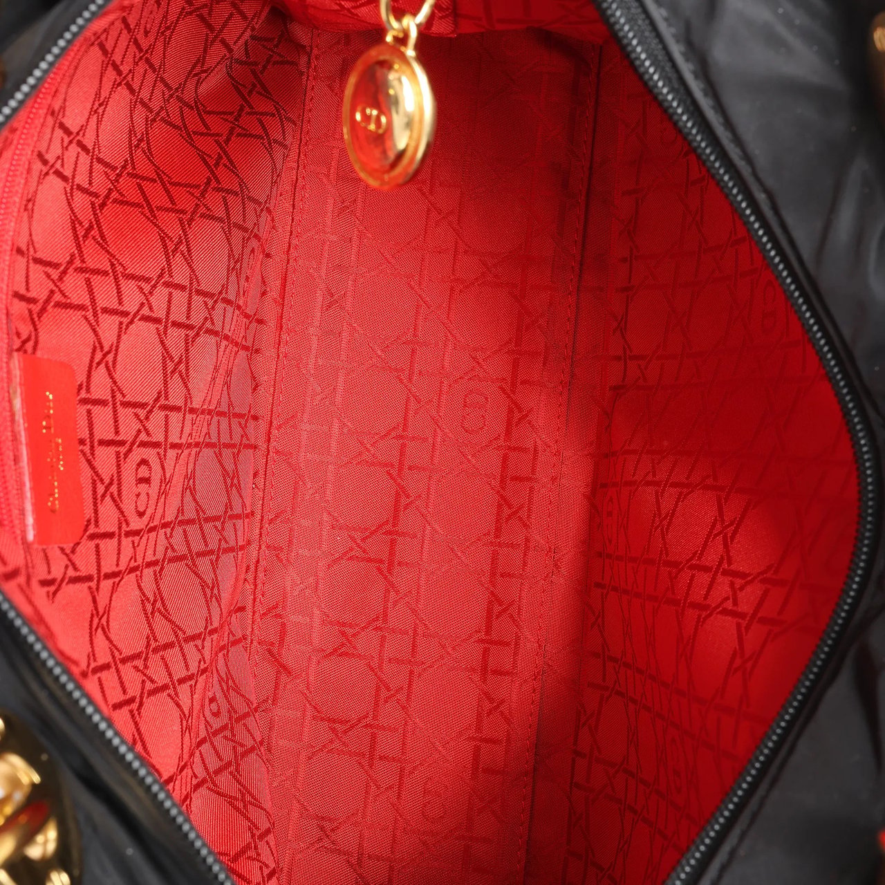 Dior Lady Dior Large Cannage Nylon x Patent Leather 2Way Handbag in Black Zwart