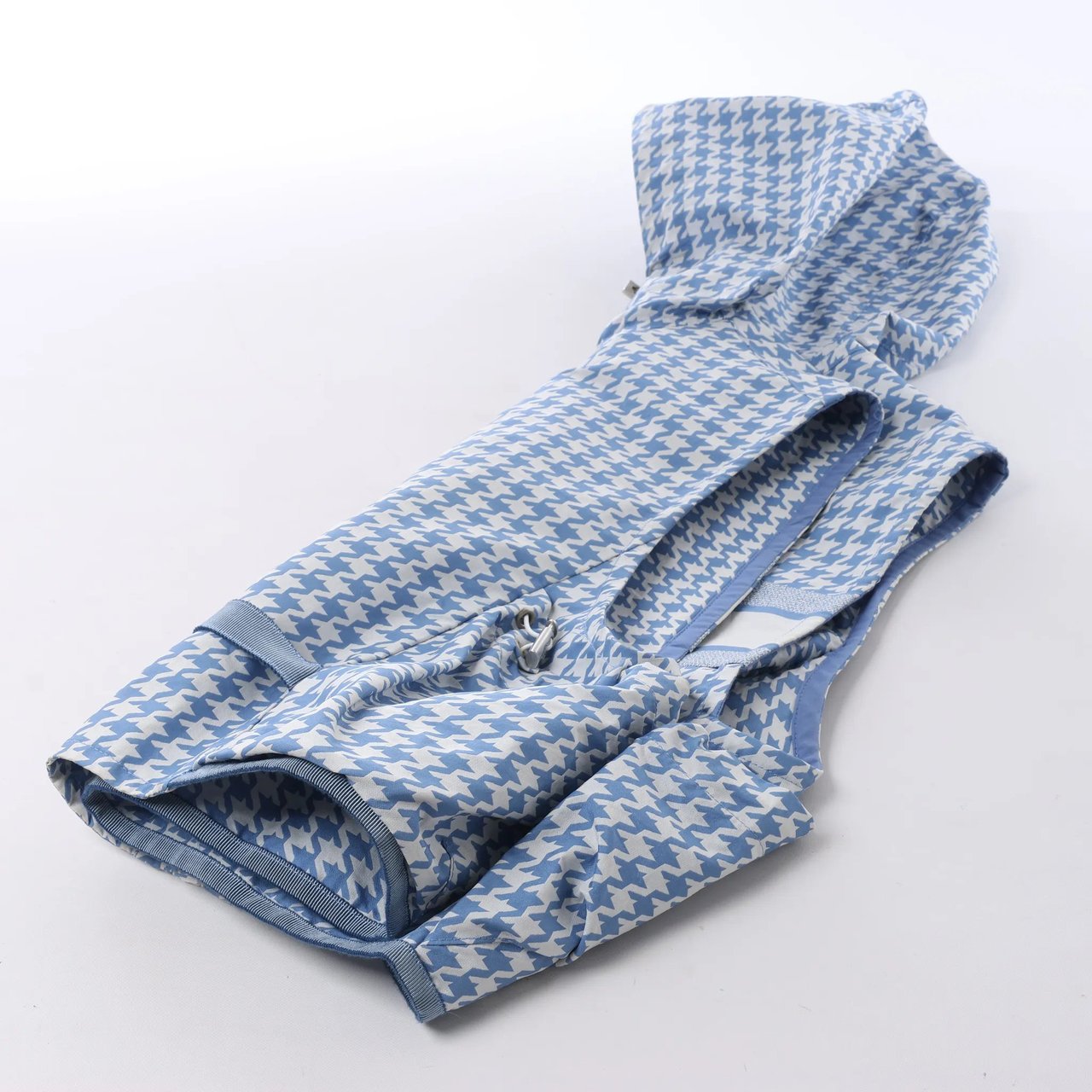 Dior Chrisitan Dior Houndstooth Synthetic Hooded Vest in Blue, Size S Blauw