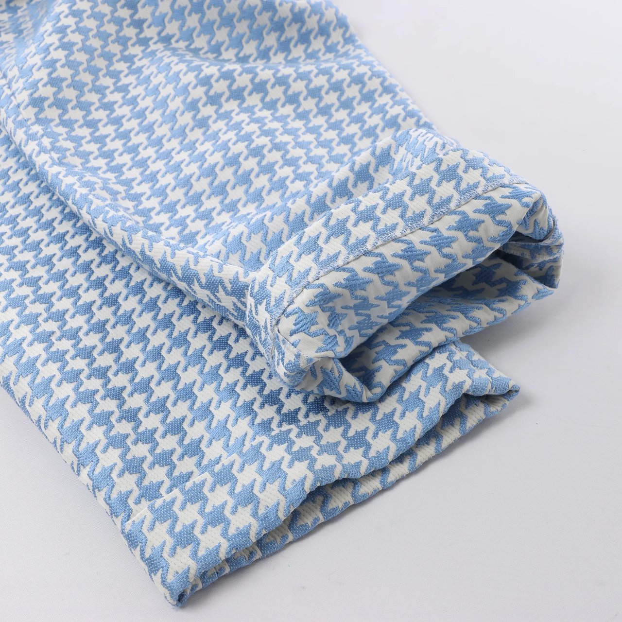 Dior Christian Dior Houndstooth Cotton Belted Pants in Blue, Size FR 38 Blauw