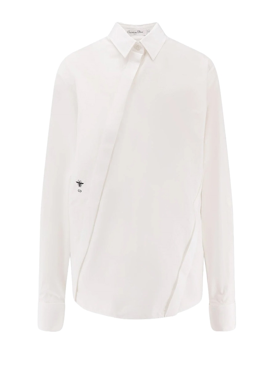 Dior White Asymmetrical Closure Cotton Shirt Wit