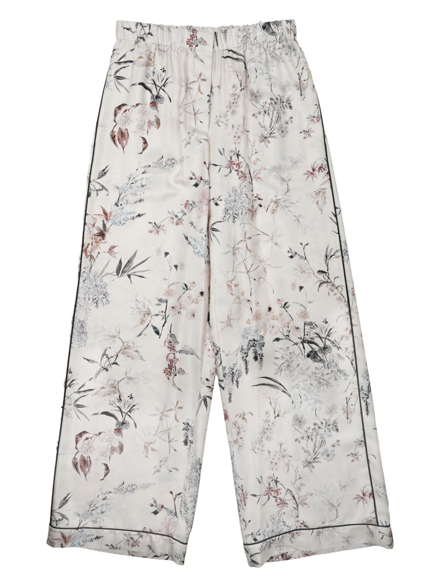 Dior Multicolor Floral Silk Wide-Leg Pants Wit