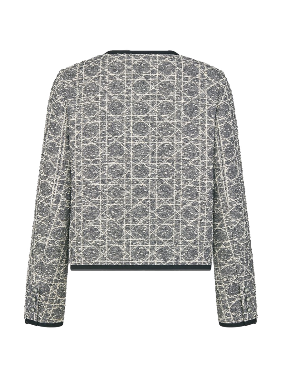 Dior Cotton-Blend Macrocannage Geometric Jacket Grijs