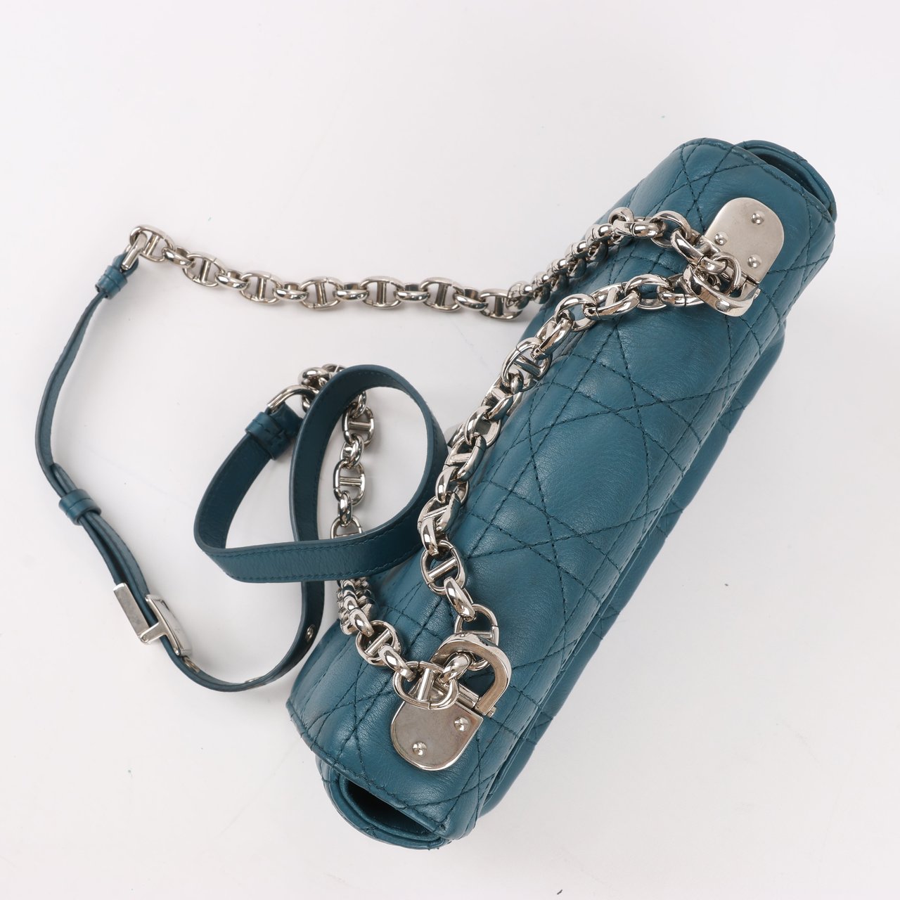 Dior Caro Leather Chain Shoulder Bag in Blue Blauw