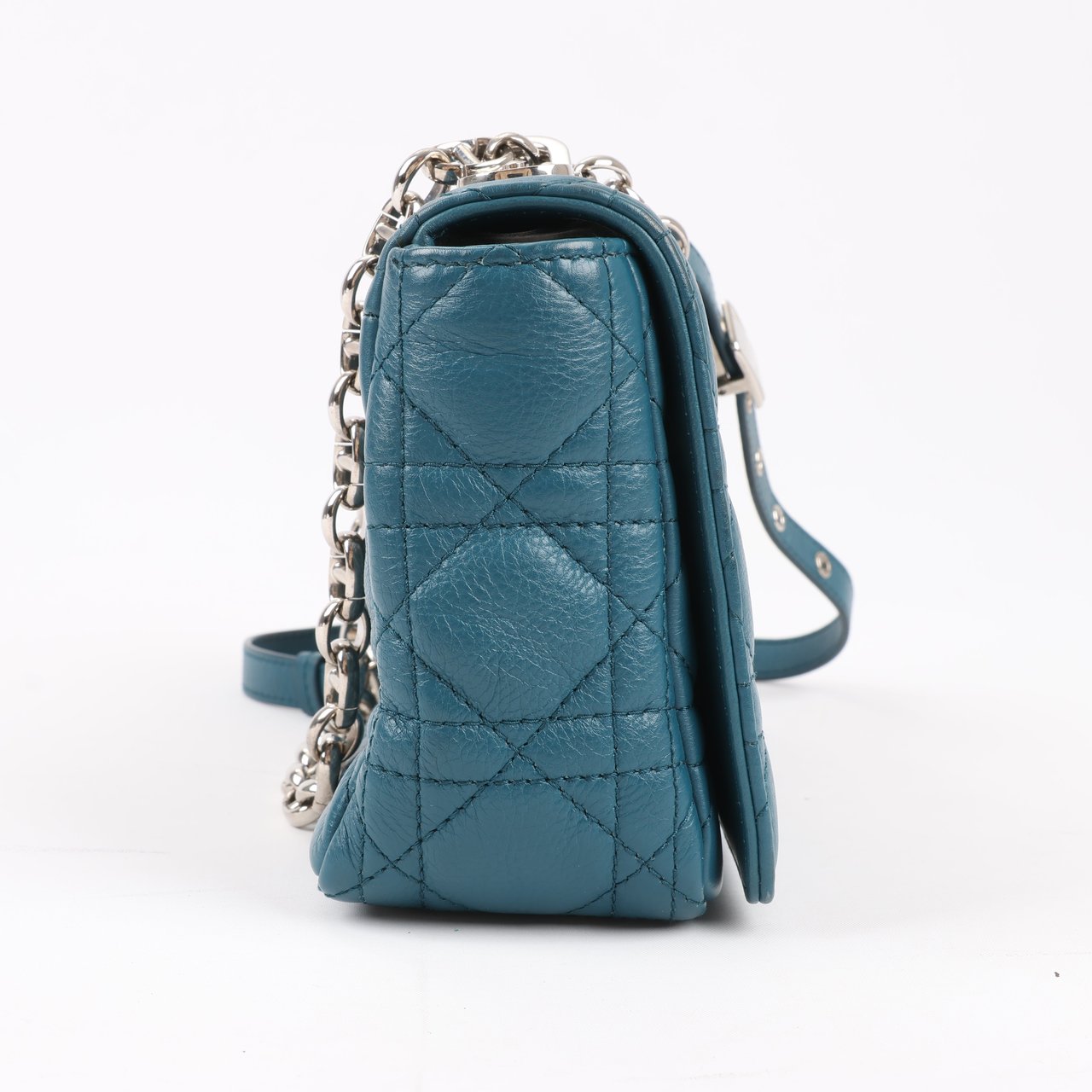 Dior Caro Leather Chain Shoulder Bag in Blue Blauw