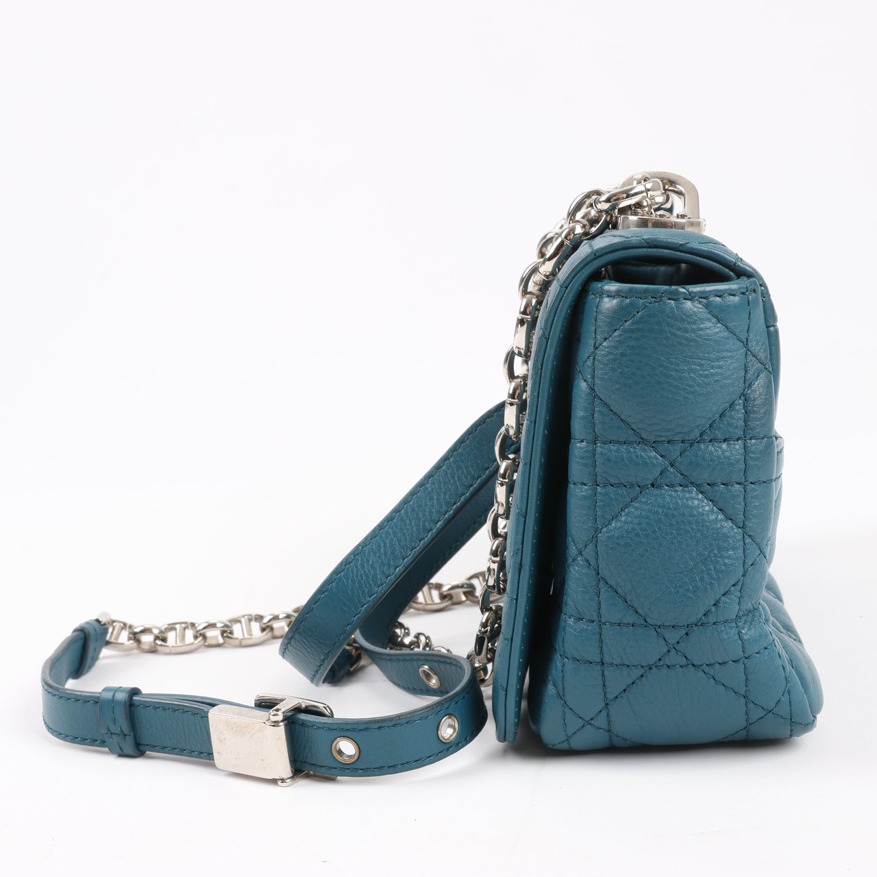 Dior Caro Leather Chain Shoulder Bag in Blue Blauw
