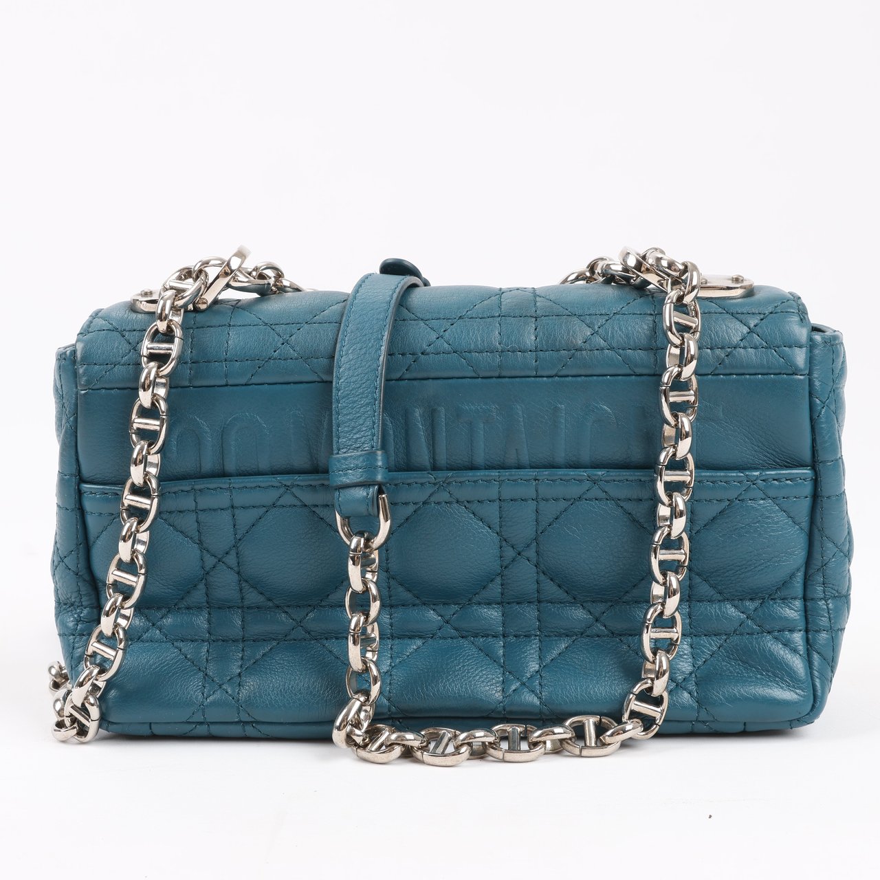 Dior Caro Leather Chain Shoulder Bag in Blue Blauw