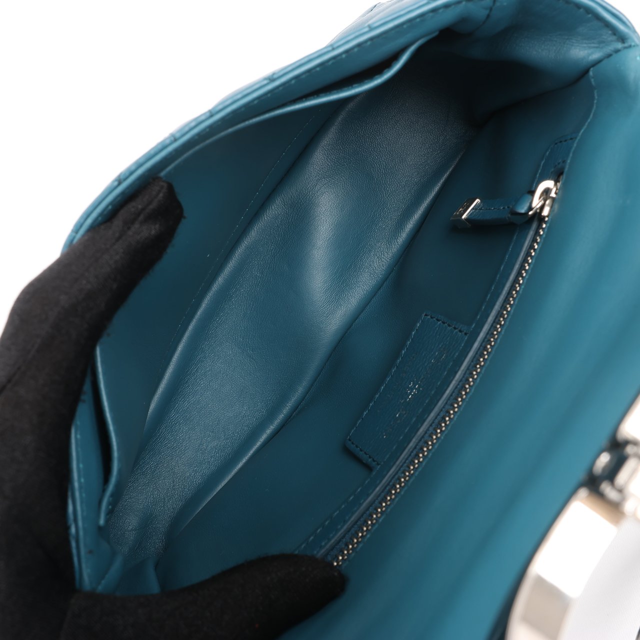 Dior Caro Leather Chain Shoulder Bag in Blue Blauw