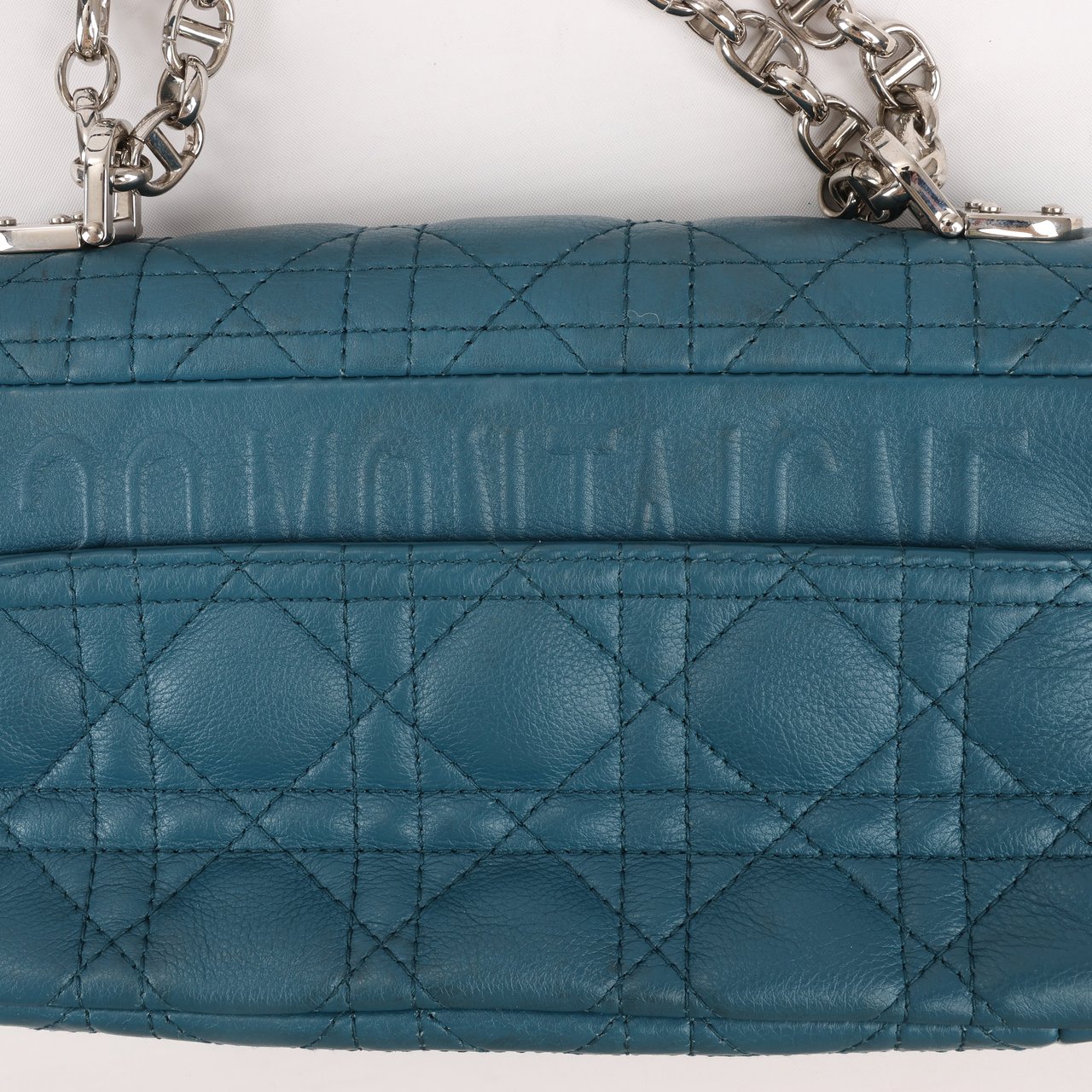 Dior Caro Leather Chain Shoulder Bag in Blue Blauw