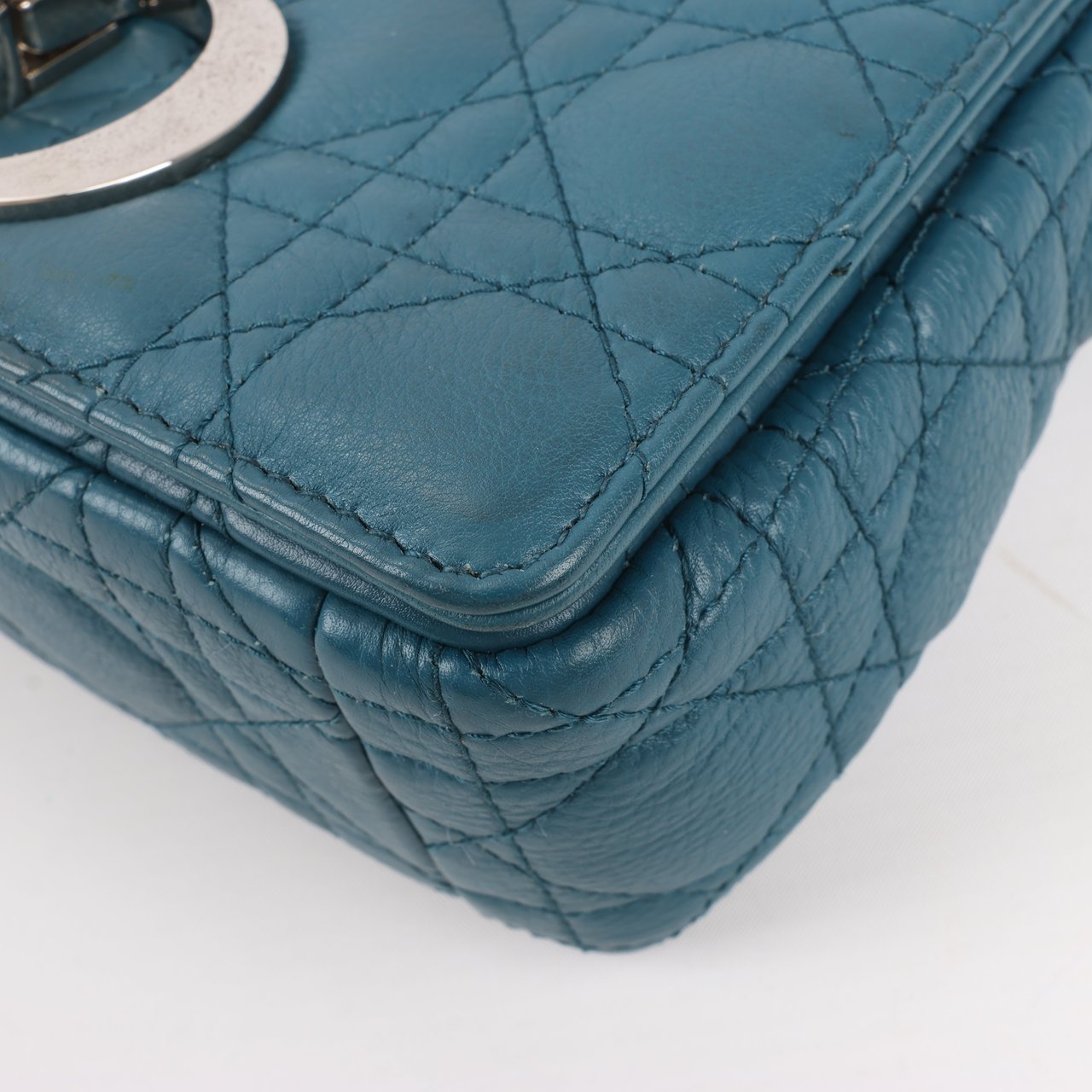 Dior Caro Leather Chain Shoulder Bag in Blue Blauw