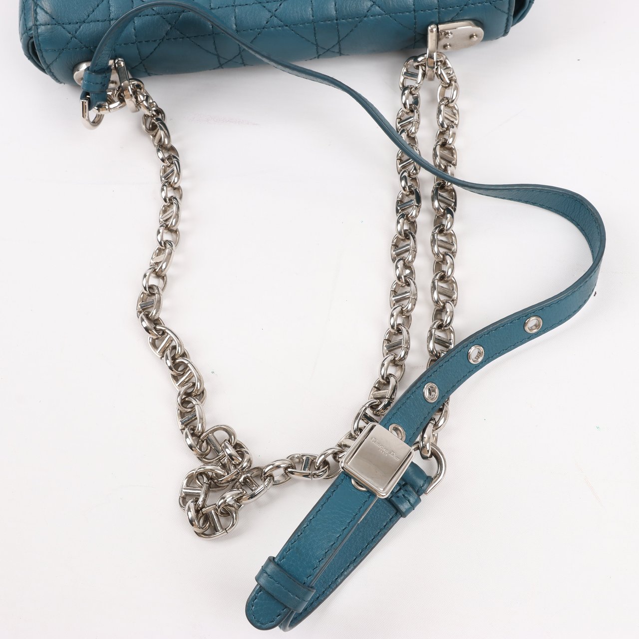 Dior Caro Leather Chain Shoulder Bag in Blue Blauw