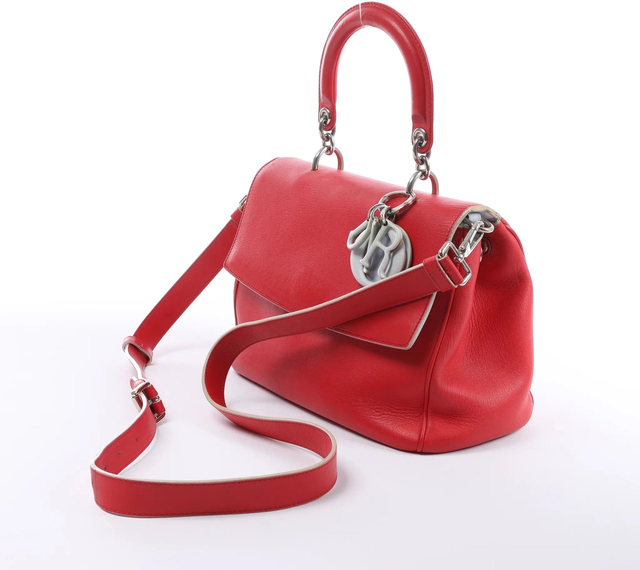 Dior Be Dior Leather Small 2Way Handbag in Red Rood