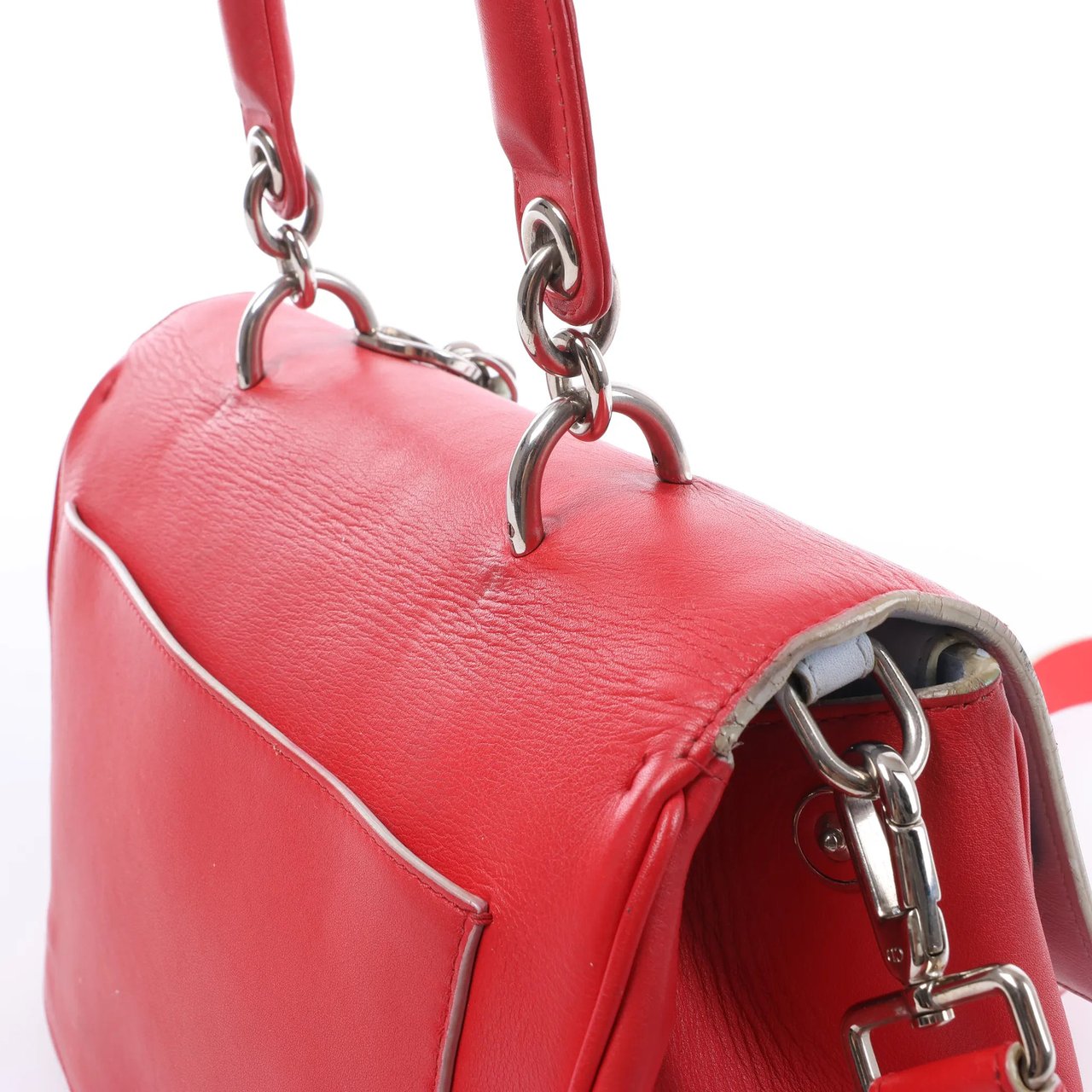 Dior Be Dior Leather Small 2Way Handbag in Red Rood