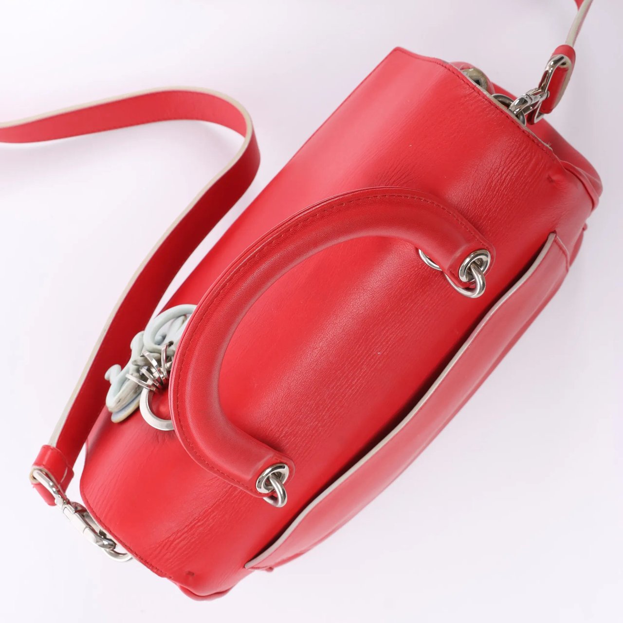 Dior Be Dior Leather Small 2Way Handbag in Red Rood