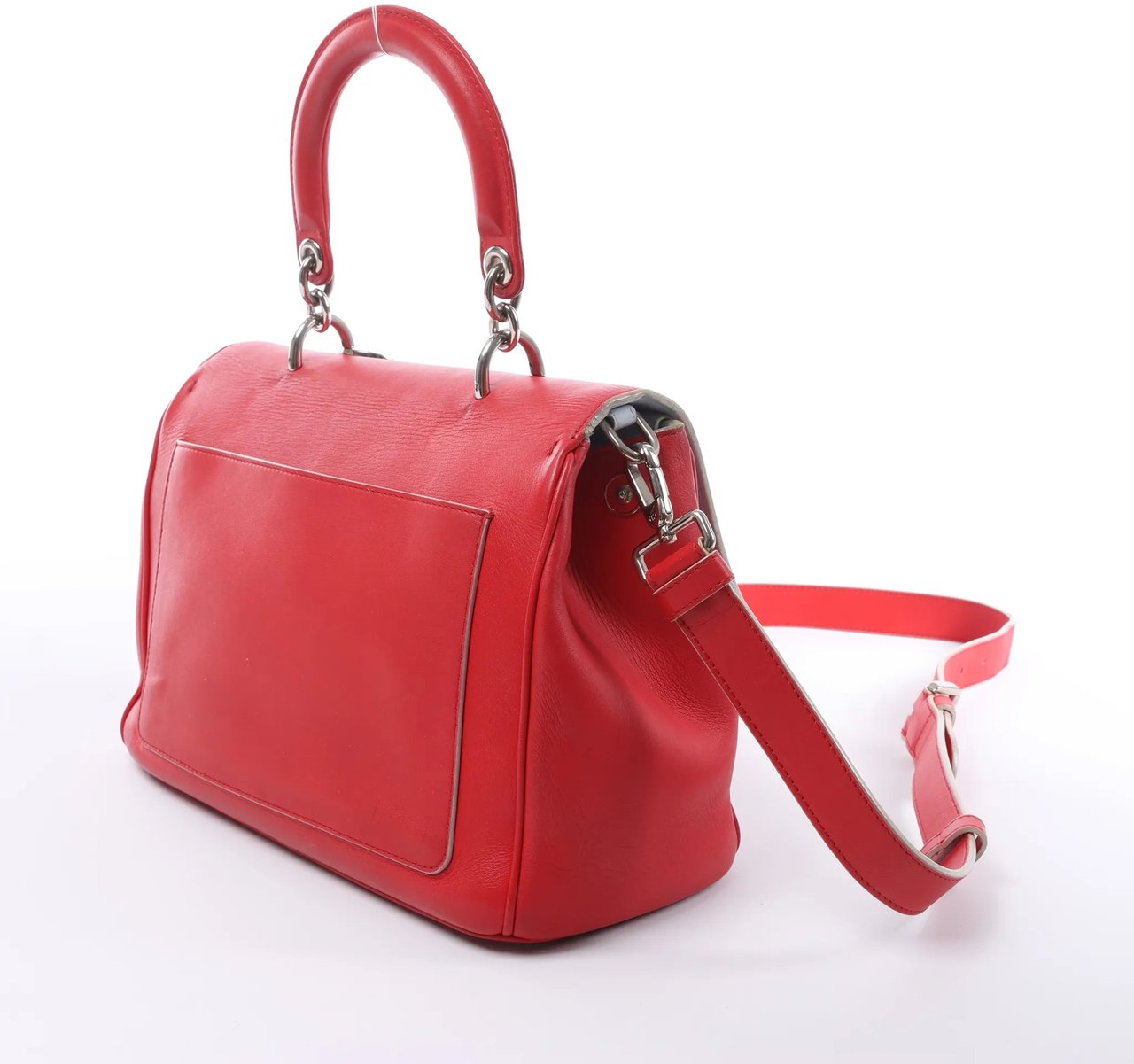 Dior Be Dior Leather Small 2Way Handbag in Red Rood