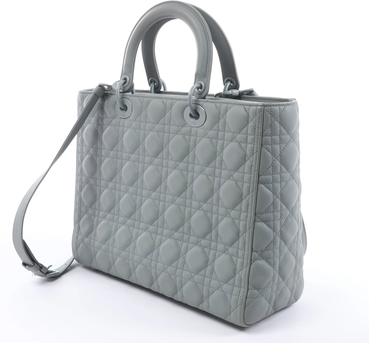 Dior Lady Dior Large Cannage Leather 2Way Handbag in Gray Grijs